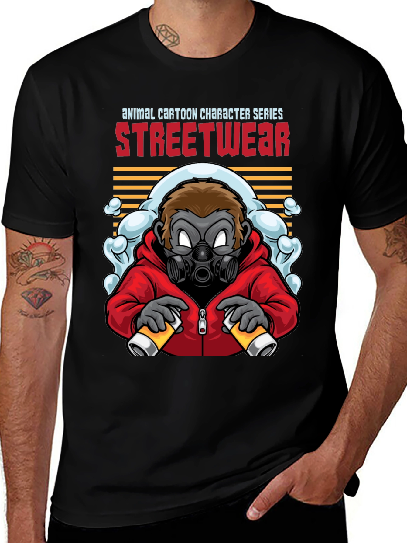 Streetwear Gorilla Graphic Black T-Shirt