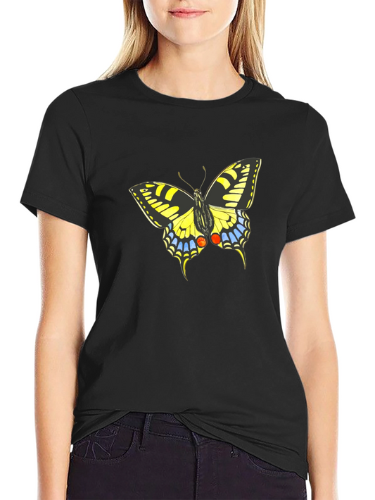 Butterfly Graphic Print Black Tee