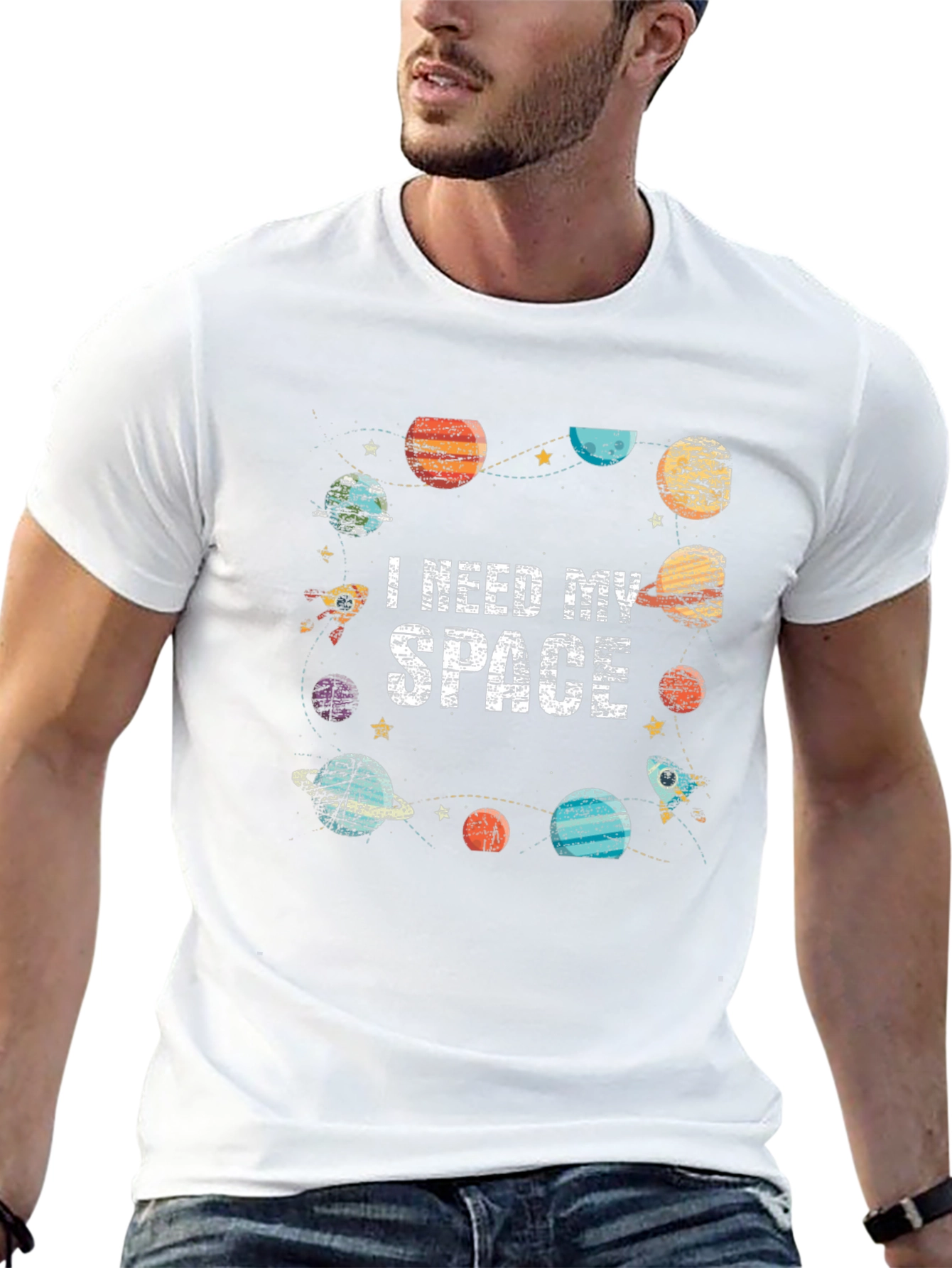 I Need My Space Graphic T-Shirt - Black