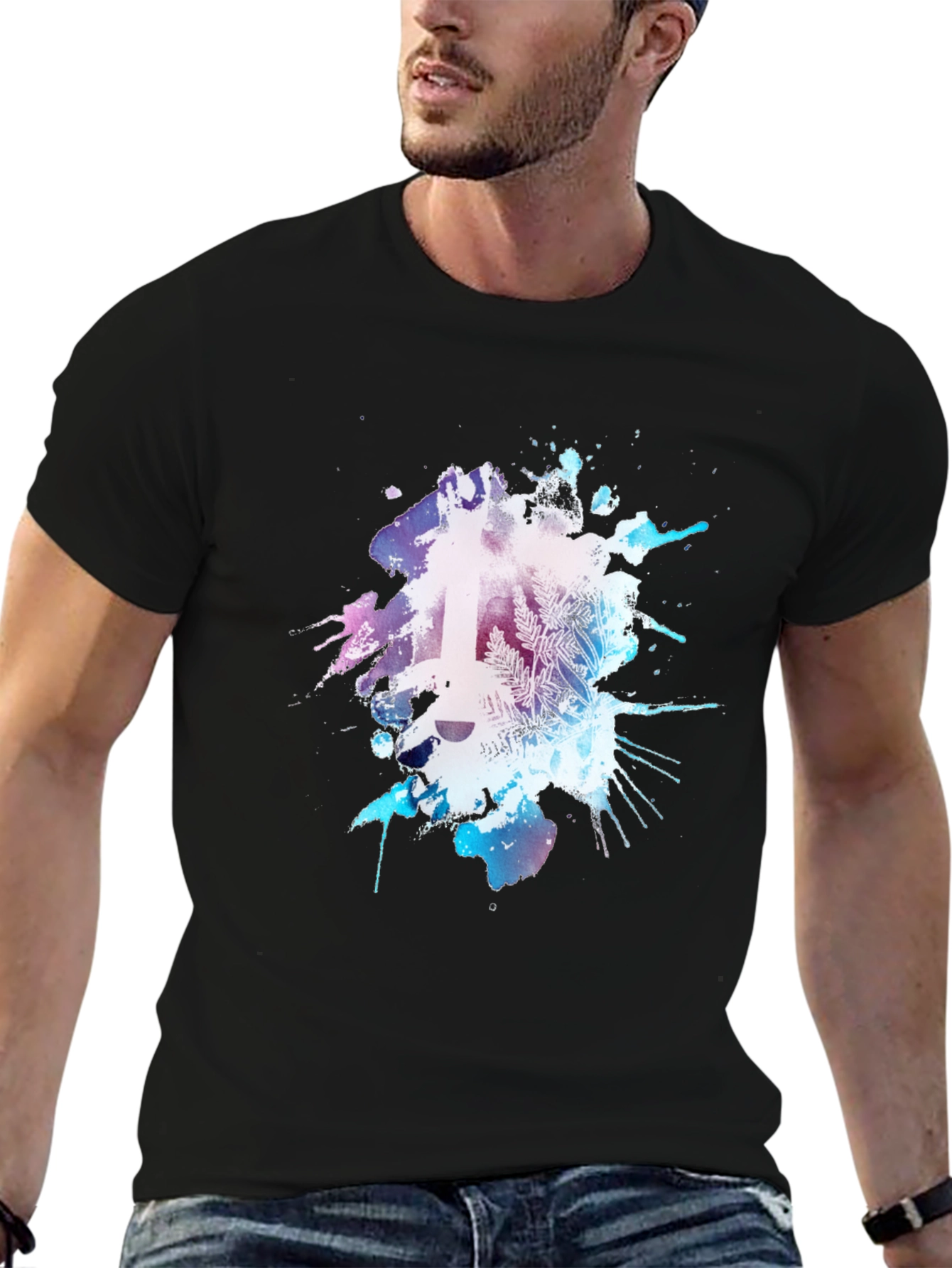 Abstract Guitar Graphic Tee - Mens Black T-Shirt