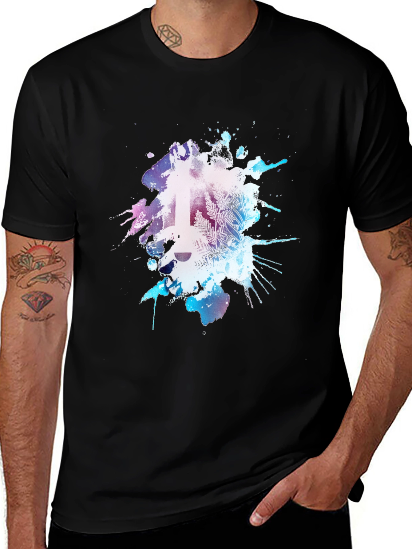Abstract Guitar Graphic Tee - Mens Black T-Shirt