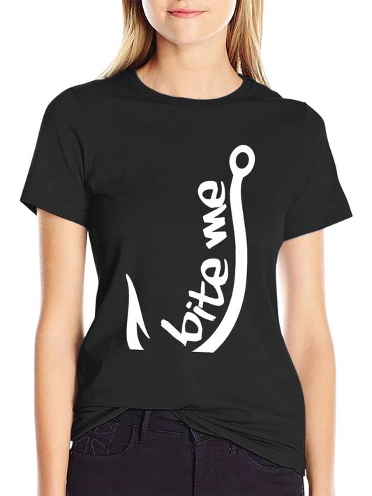 Bite Me Fishing Hook Graphic Tee - Black