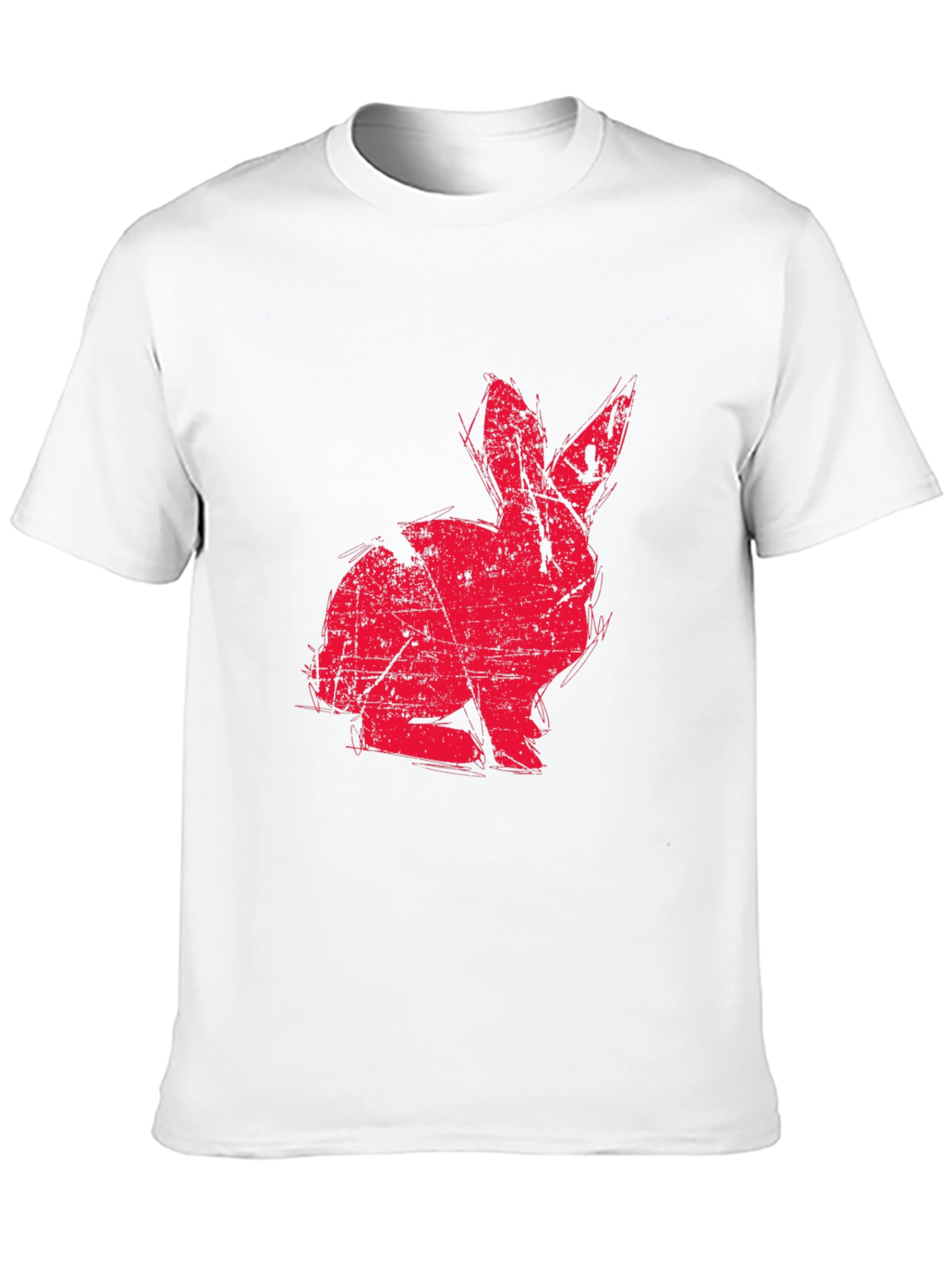 Red Rabbit Graphic Print Black T-shirt