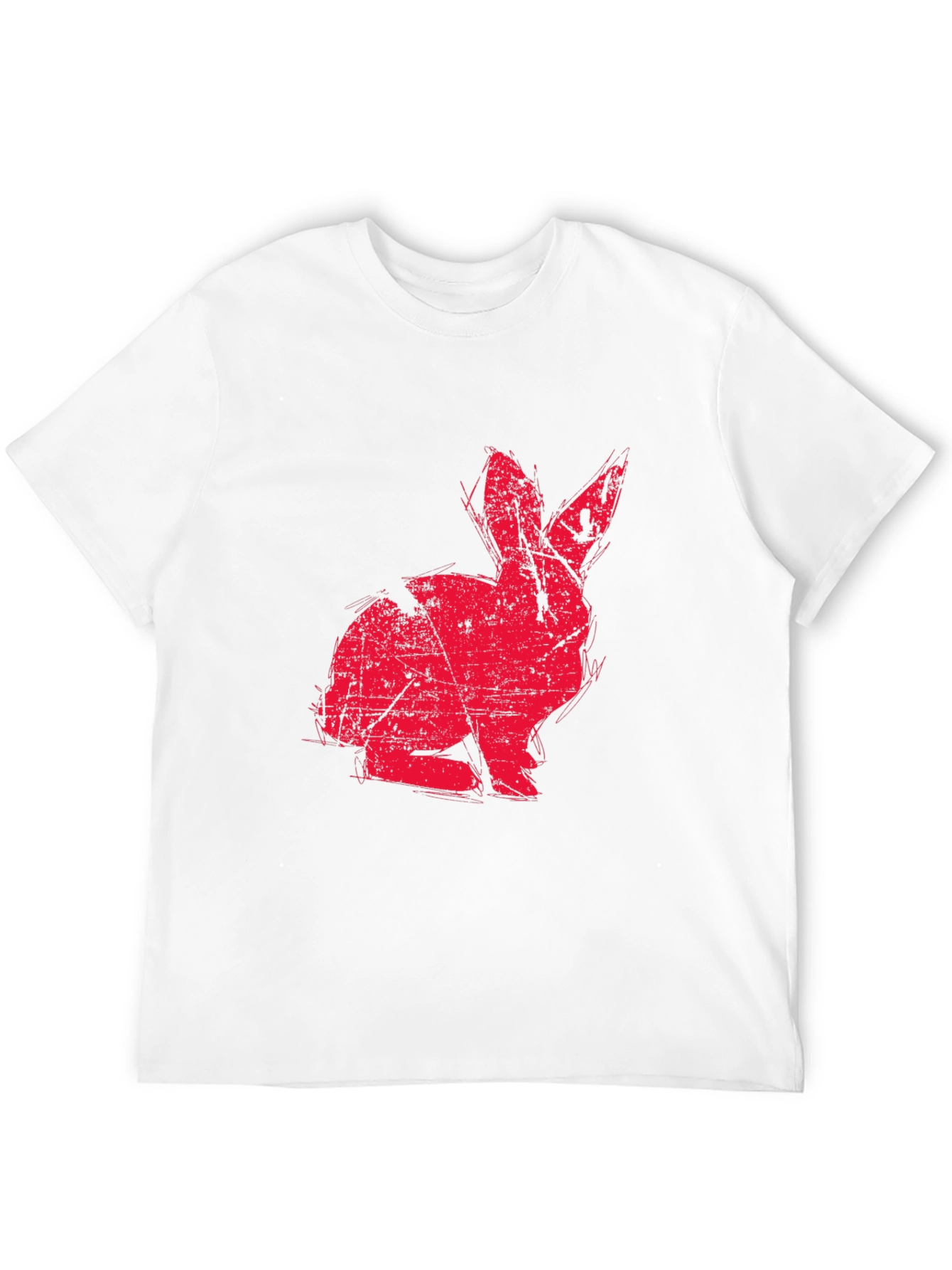 Red Rabbit Graphic Print Black T-shirt