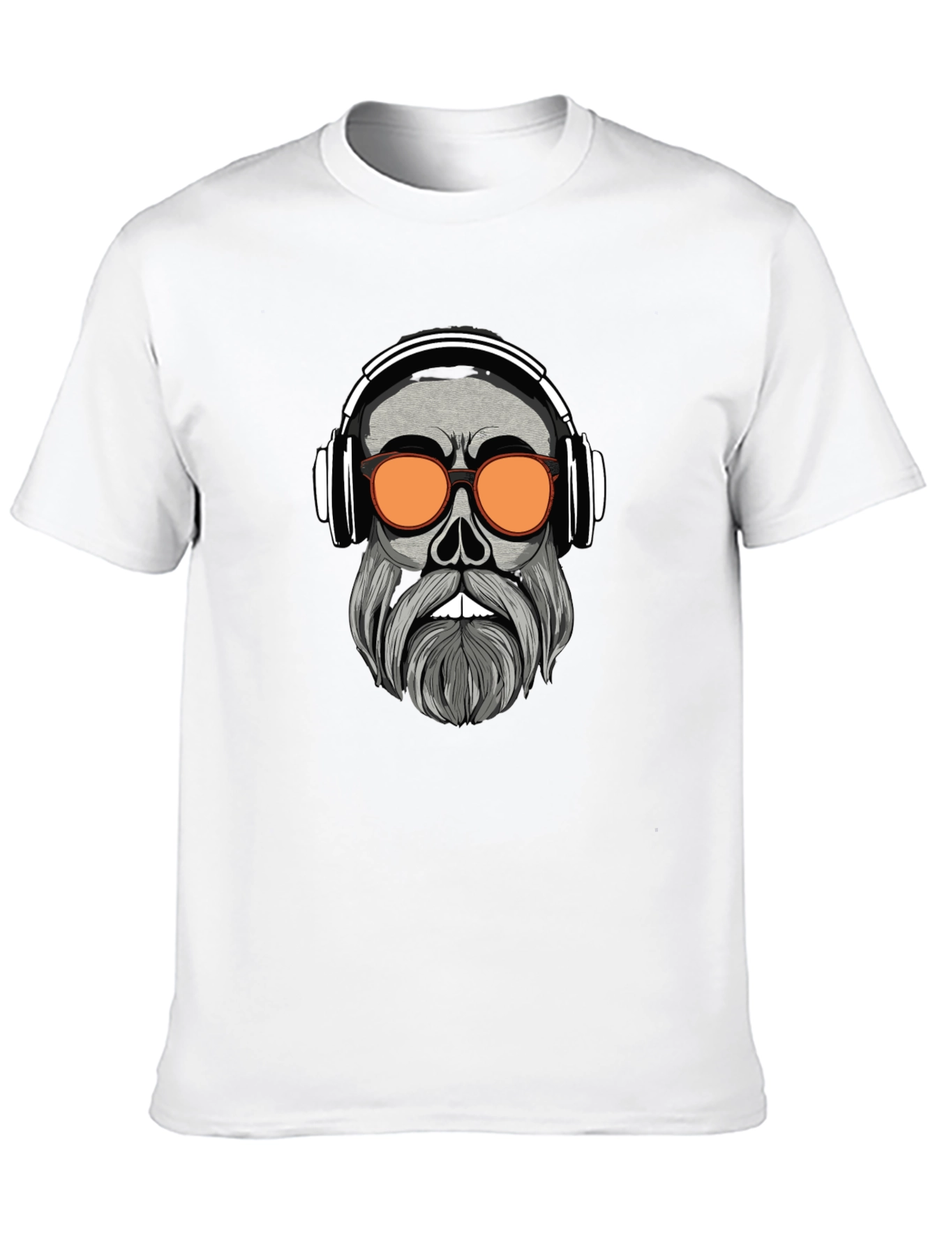 Skull with Headphones Graphic Tee - Black