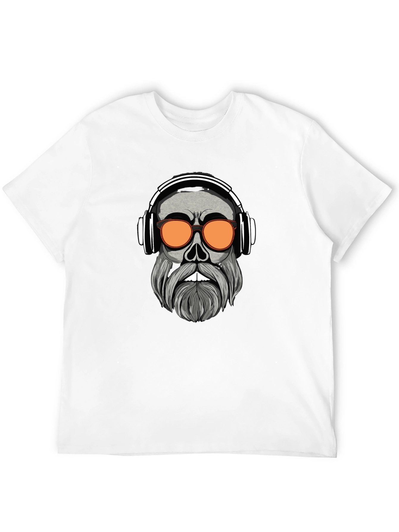 Skull with Headphones Graphic Tee - Black