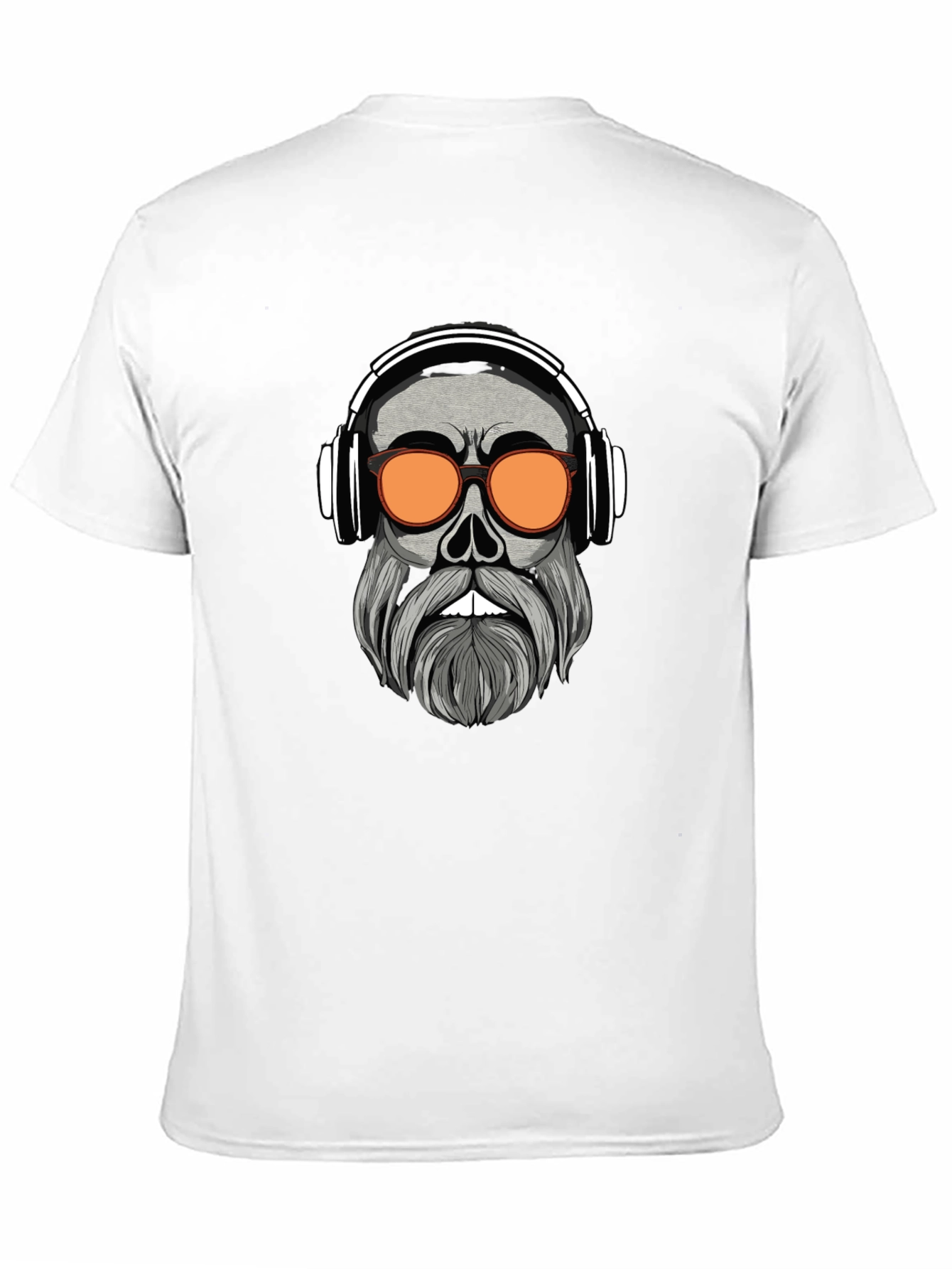 Skull with Headphones Graphic Tee - Black