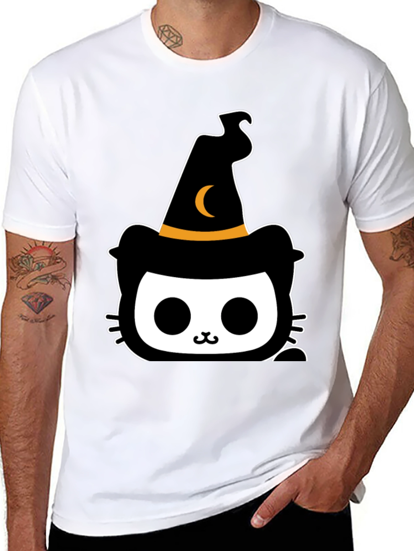 Halloween Cat Witch T-Shirt - Spooky Cute Tee