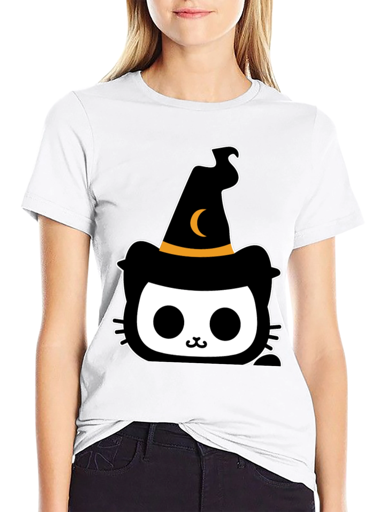 Halloween Cat Witch T-Shirt - Spooky Cute Tee