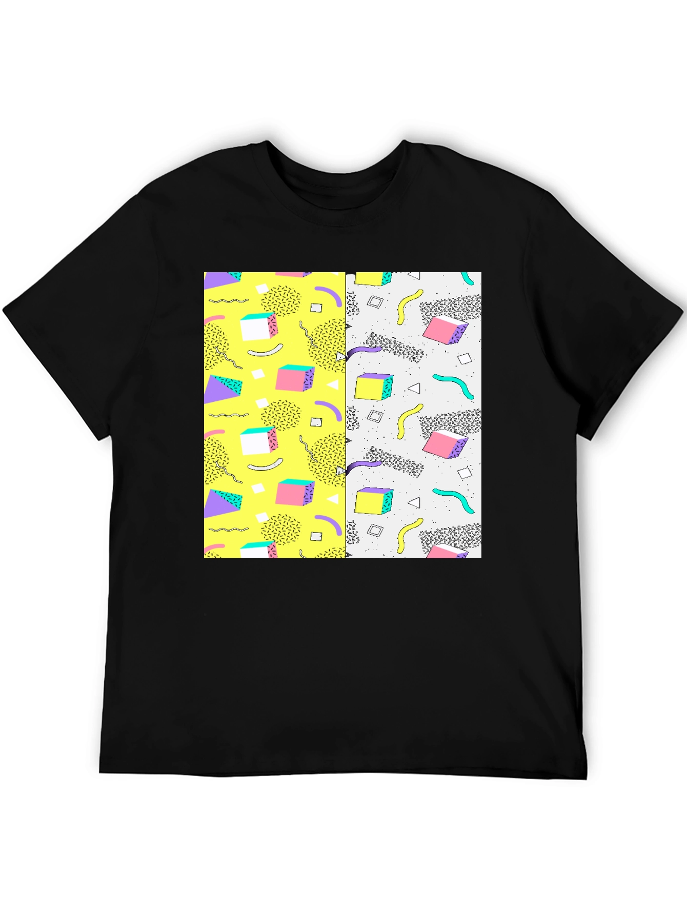 Retro 90s Pattern T-Shirt - Black