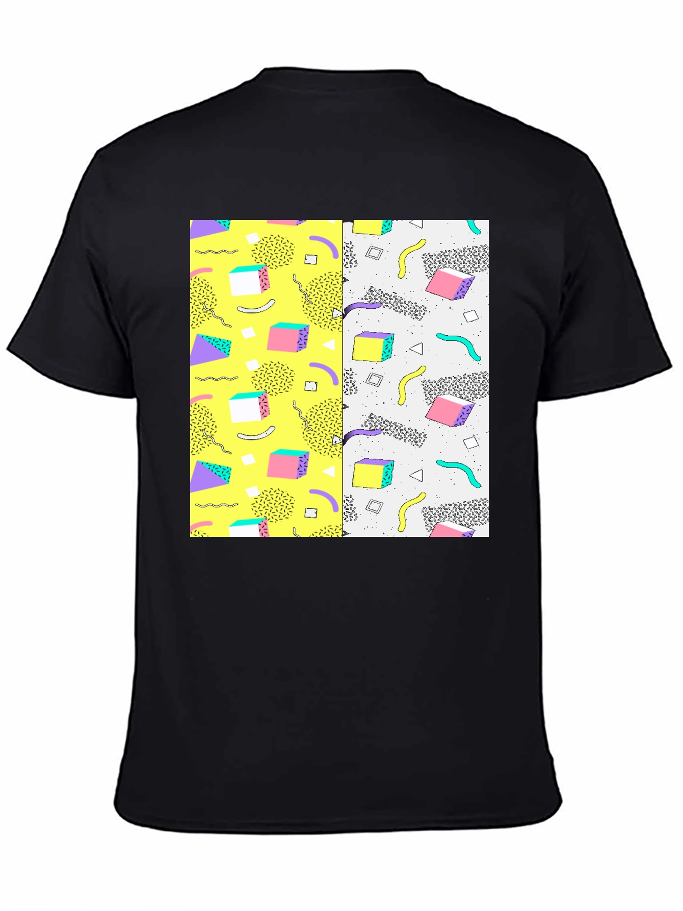 Retro 90s Pattern T-Shirt - Black