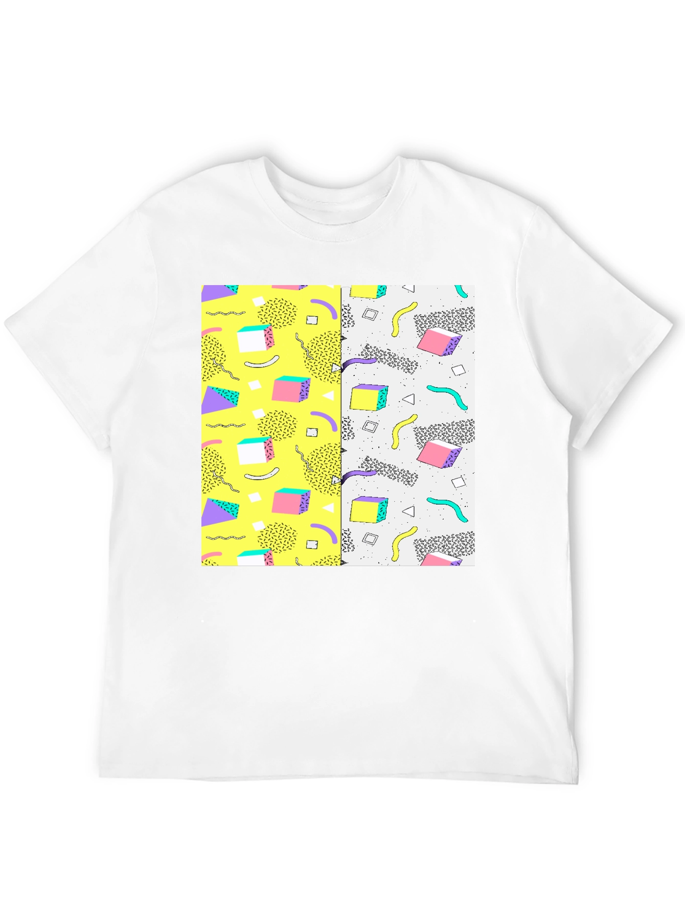 Retro 90s Pattern T-Shirt - Black