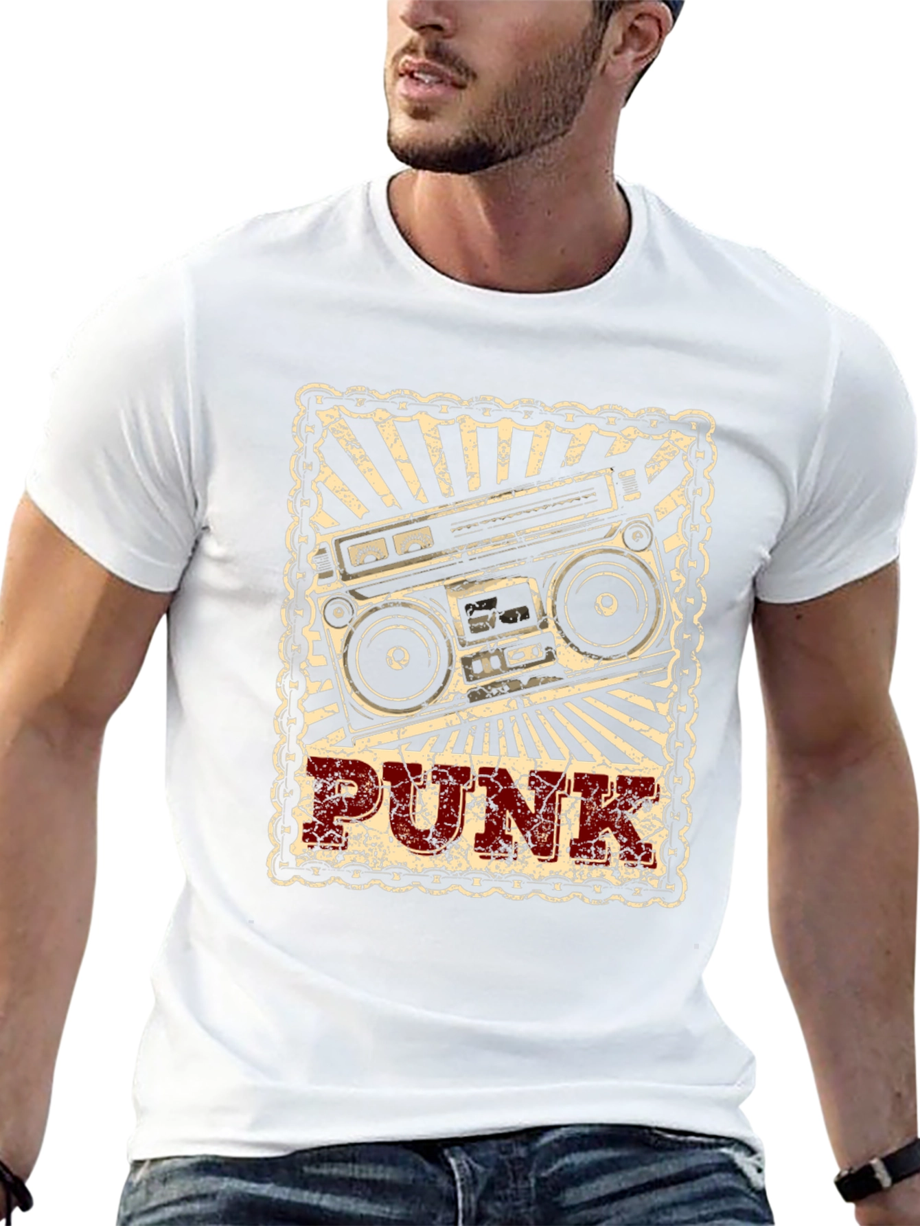 Retro Punk Boombox Graphic T-Shirt