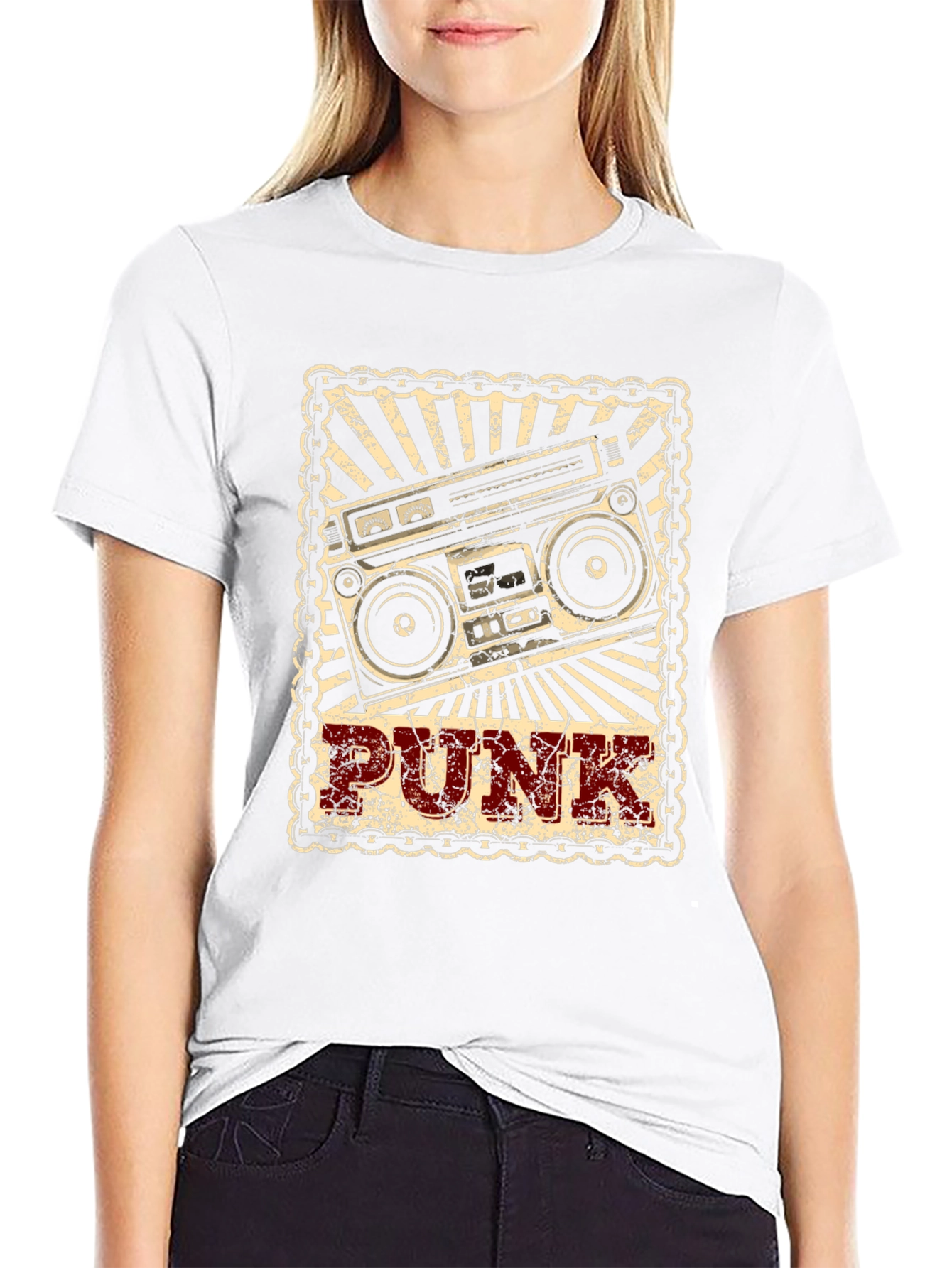 Retro Punk Boombox Graphic T-Shirt