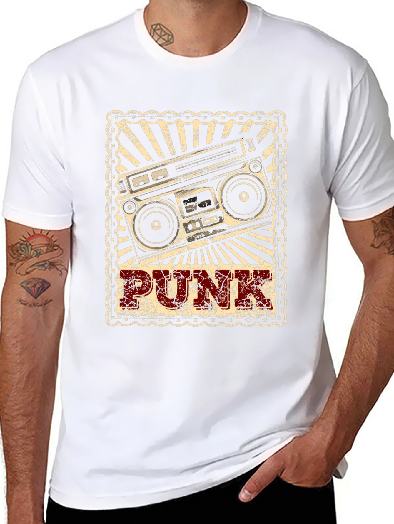 Retro Punk Boombox Graphic T-Shirt