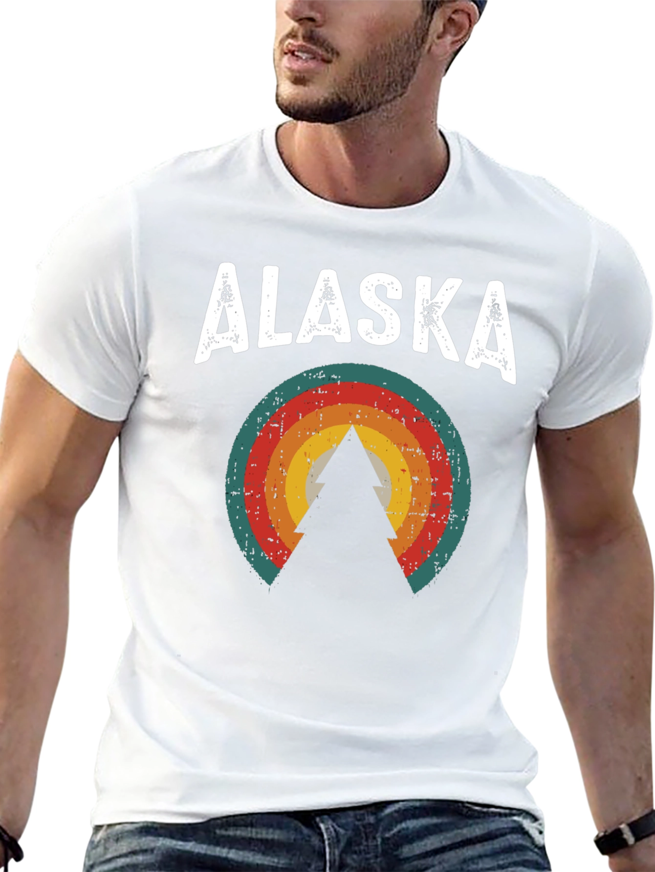Retro Alaska Tree Graphic Tee - Black Unisex T-Shirt