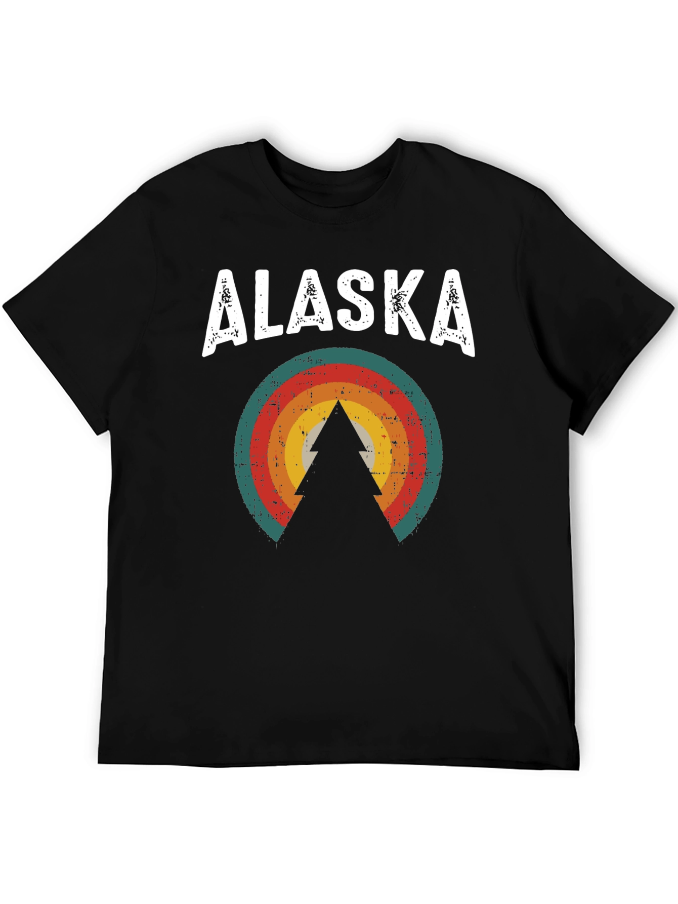 Retro Alaska Tree Graphic Tee - Black Unisex T-Shirt