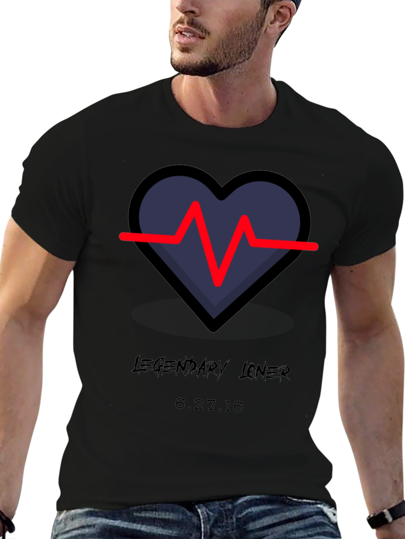 Legendary Loner Heartbeat Graphic Tee - Black