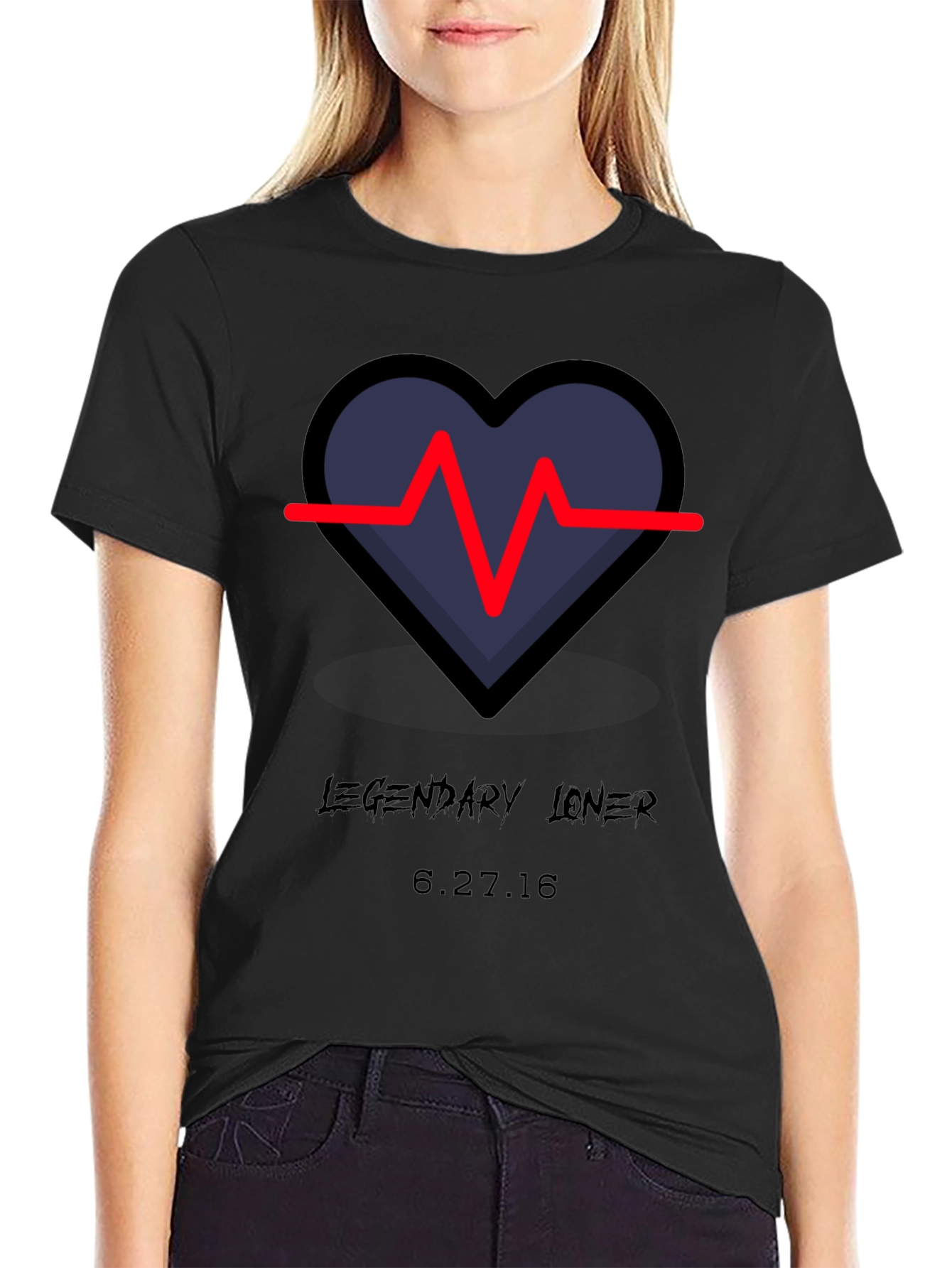 Legendary Loner Heartbeat Graphic Tee - Black