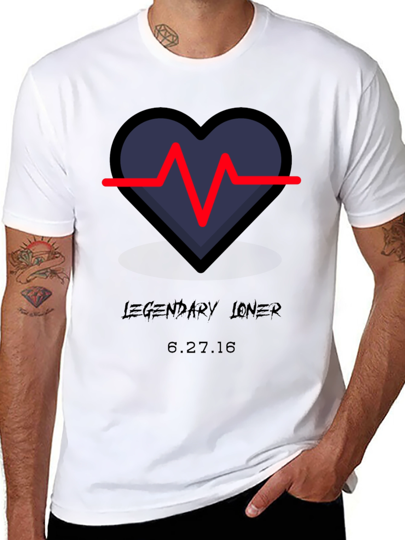 Legendary Loner Heartbeat Graphic Tee - Black