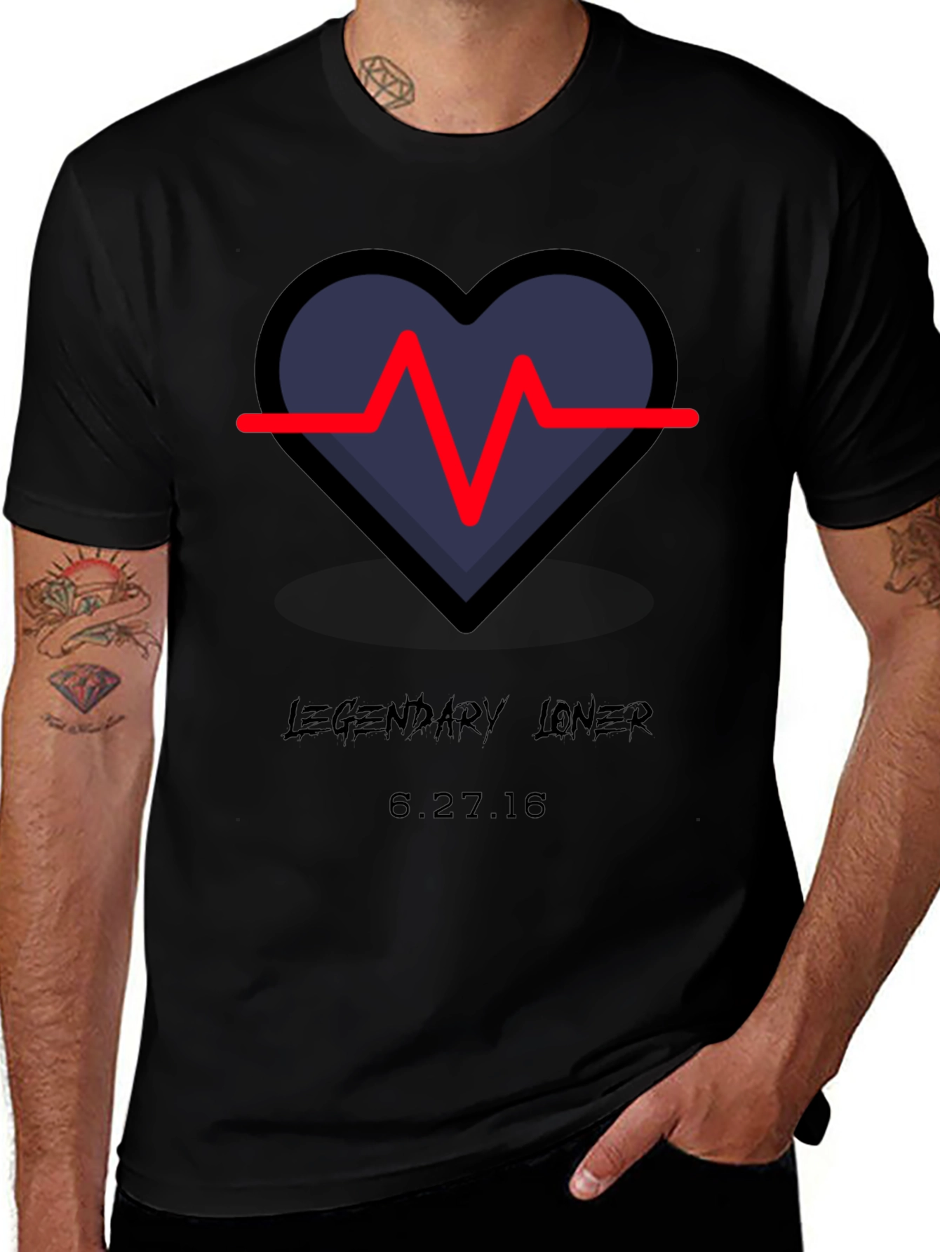 Legendary Loner Heartbeat Graphic Tee - Black