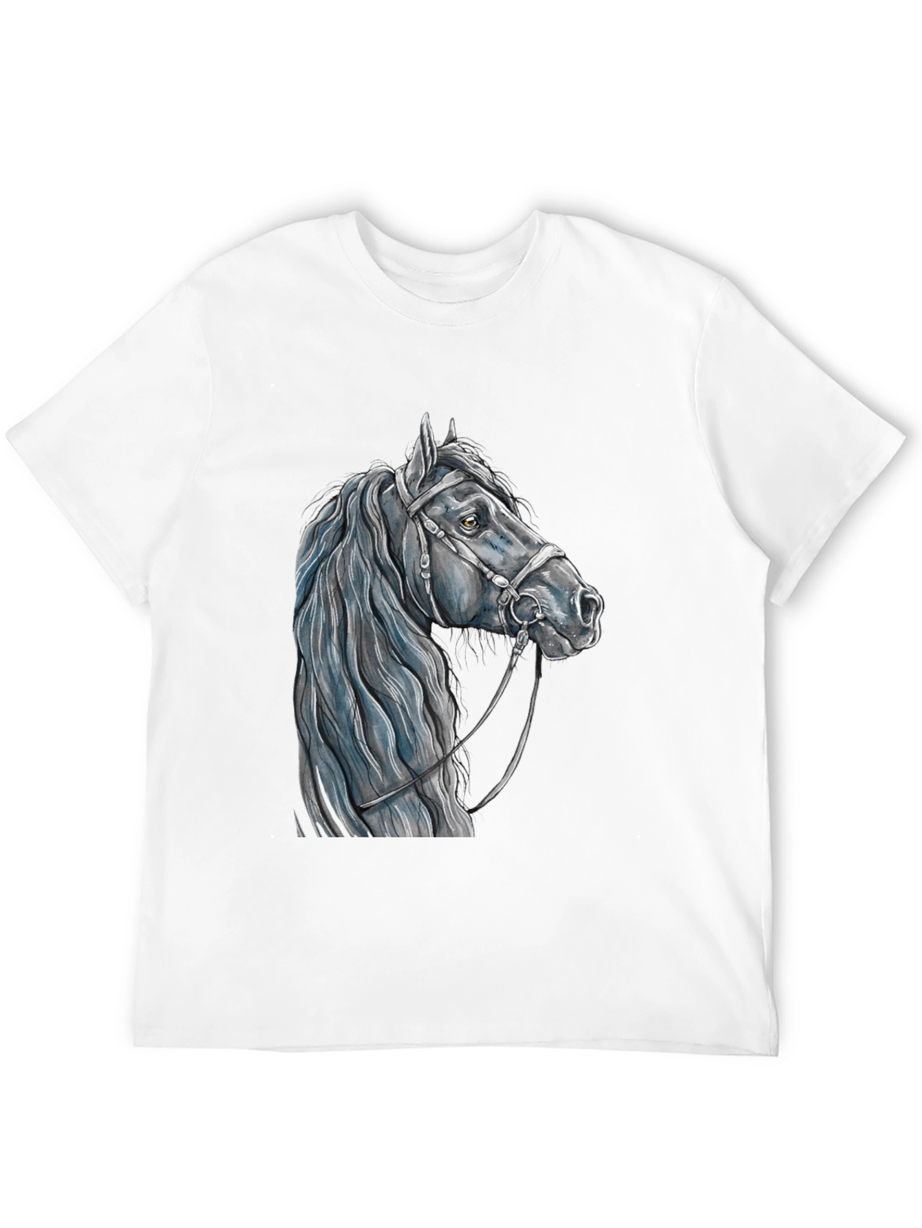 Horse Head Graphic Tee - Black Cotton T-Shirt
