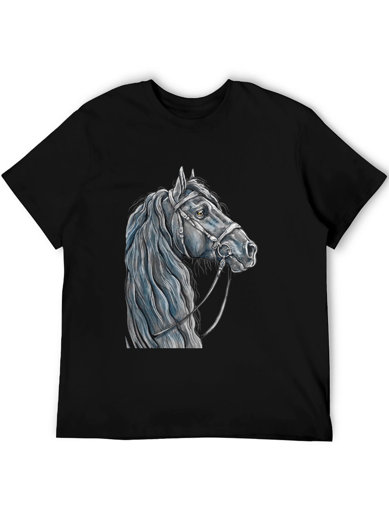 Horse Head Graphic Tee - Black Cotton T-Shirt