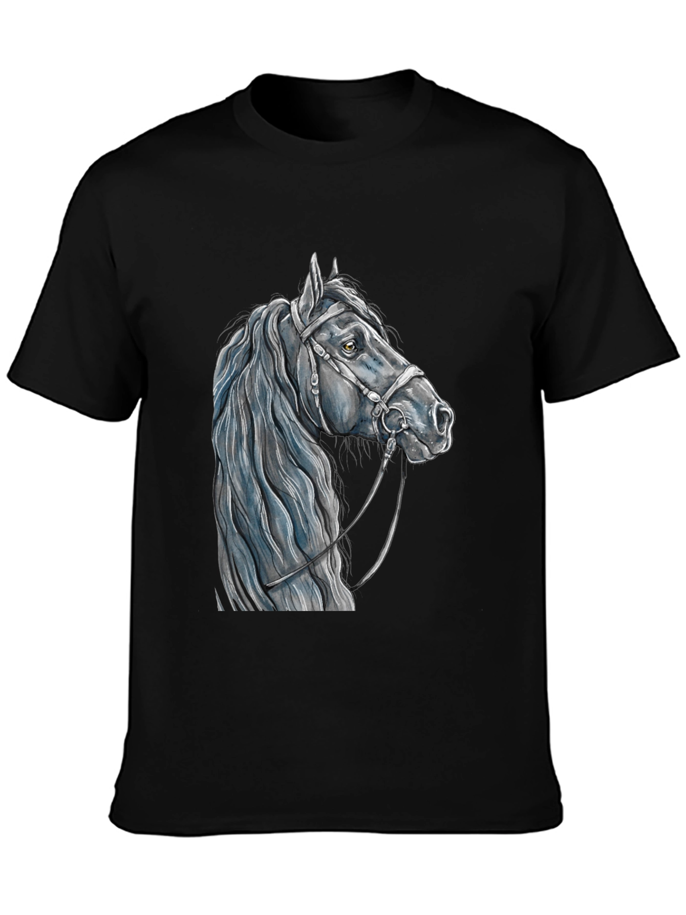 Horse Head Graphic Tee - Black Cotton T-Shirt