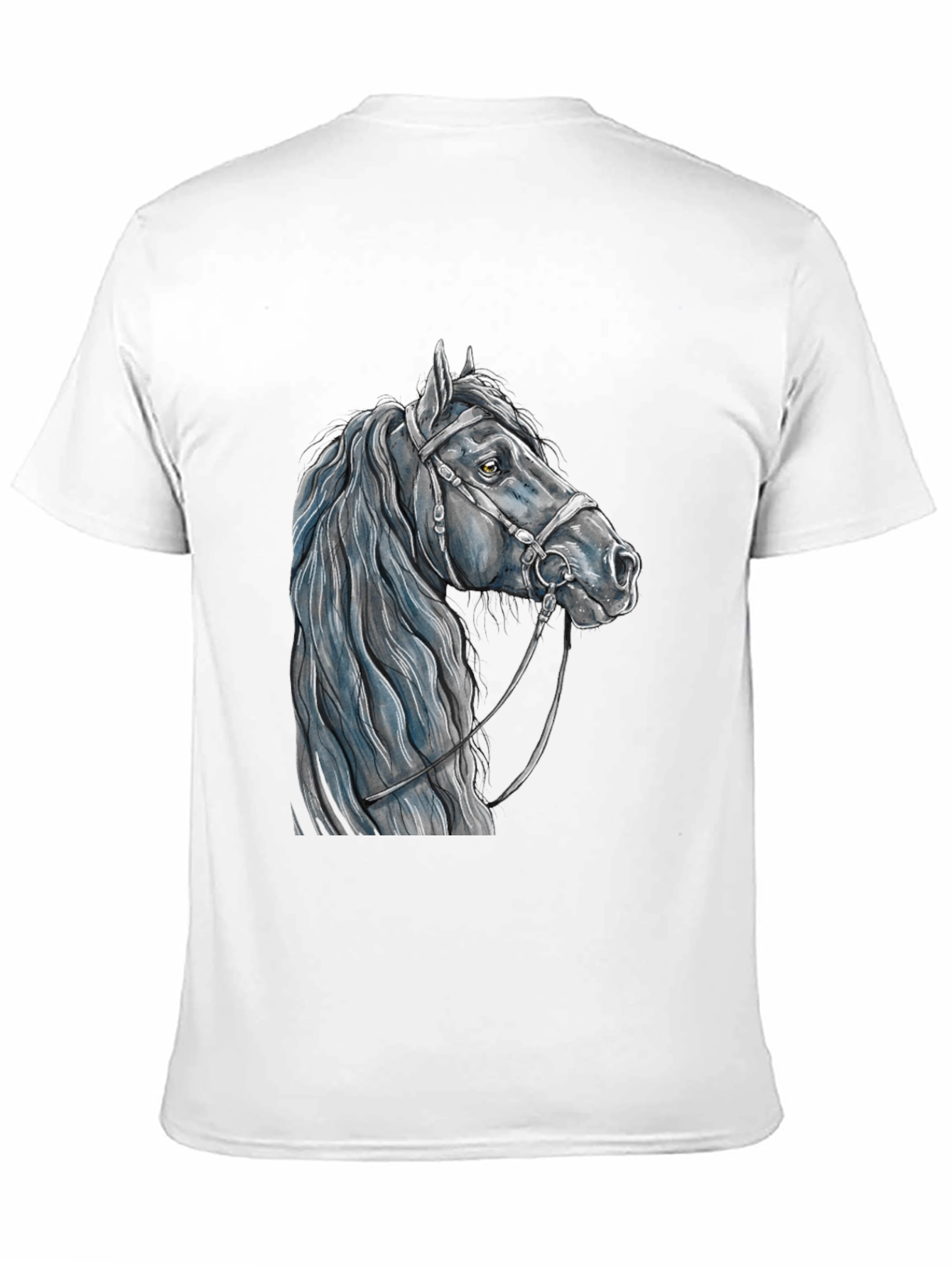 Horse Head Graphic Tee - Black Cotton T-Shirt