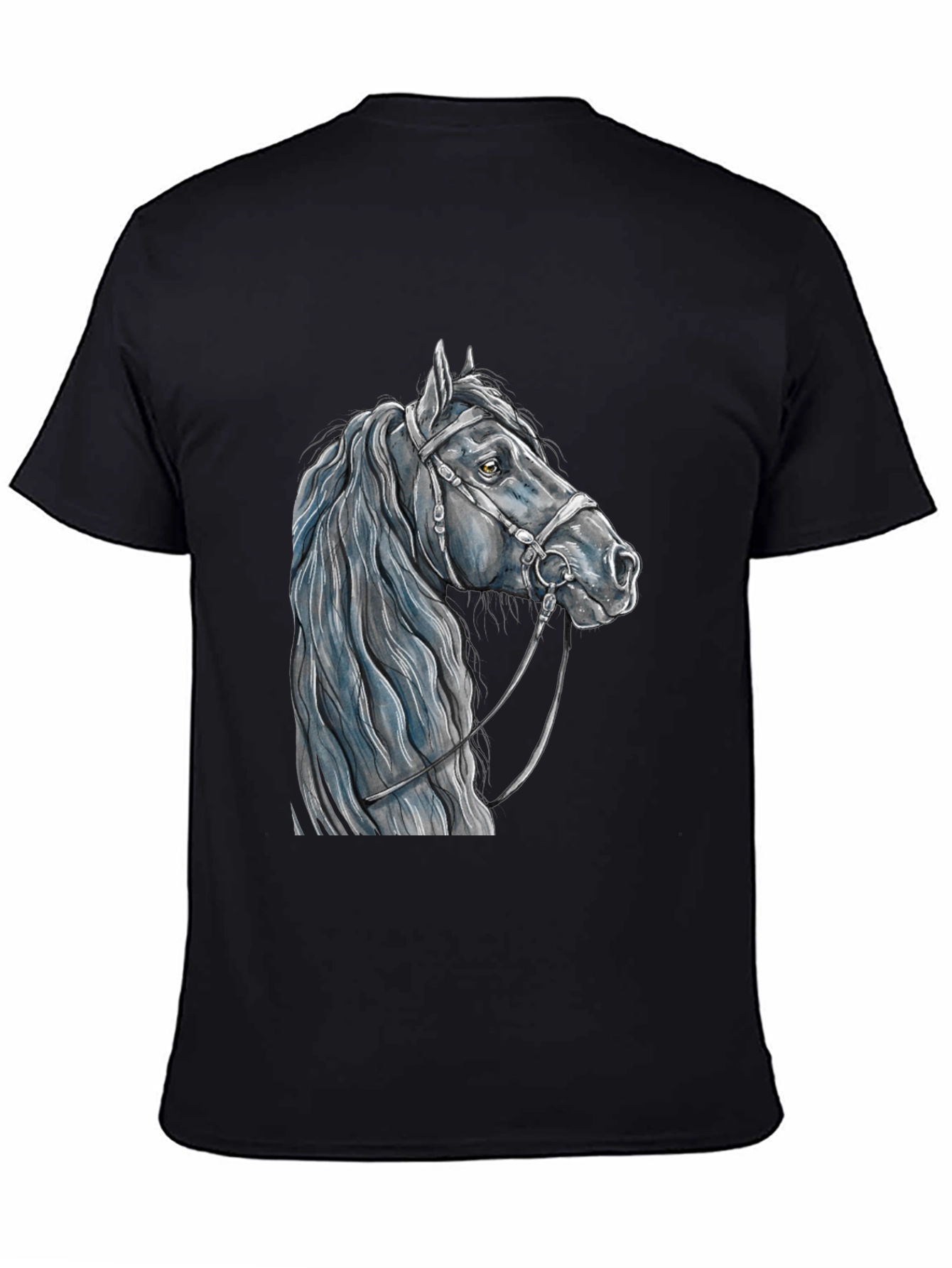 Horse Head Graphic Tee - Black Cotton T-Shirt