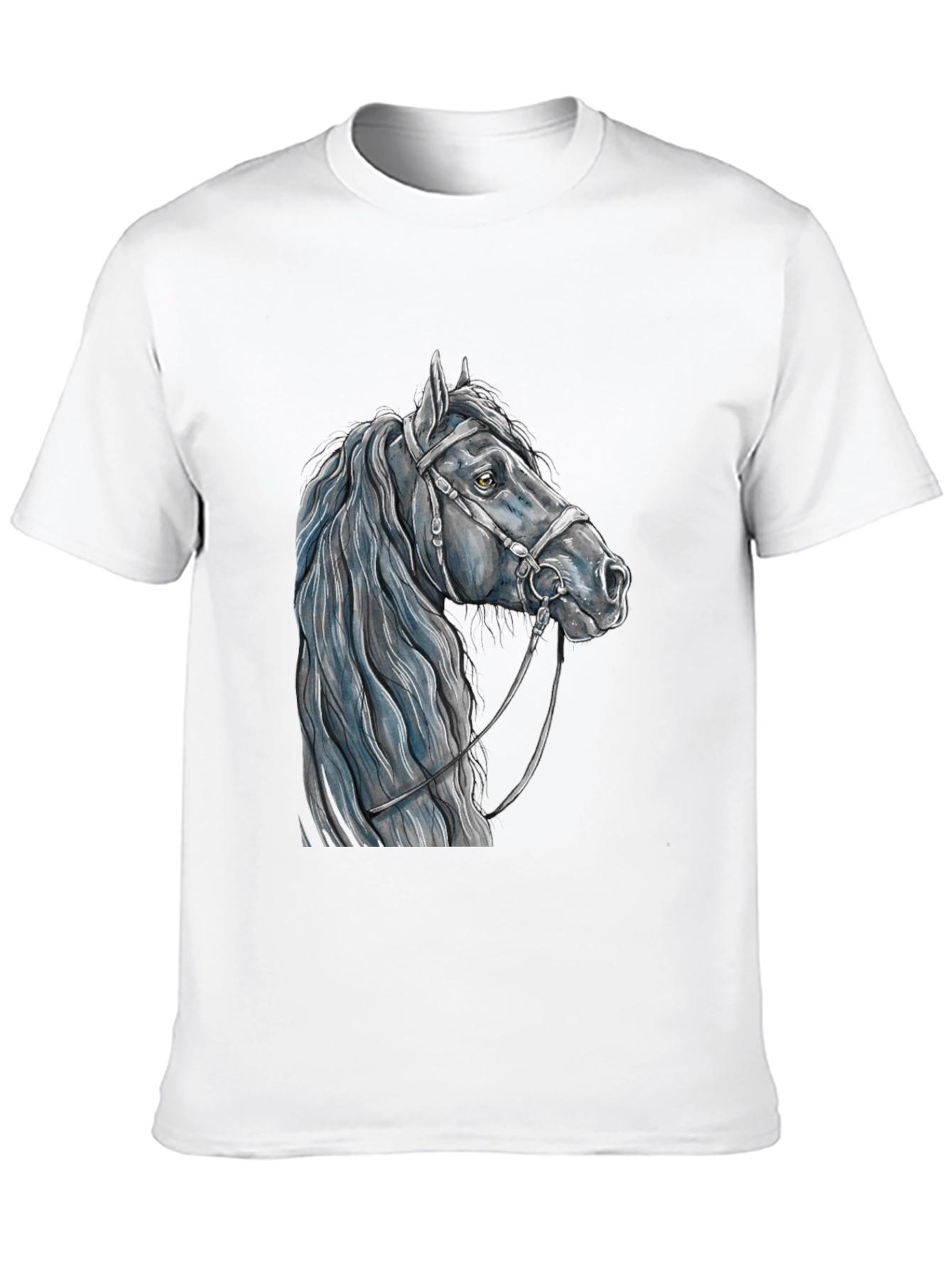Horse Head Graphic Tee - Black Cotton T-Shirt