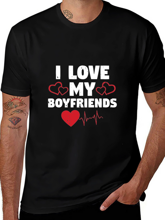 I Love My Boyfriends Graphic Tee - Black Cotton Blend