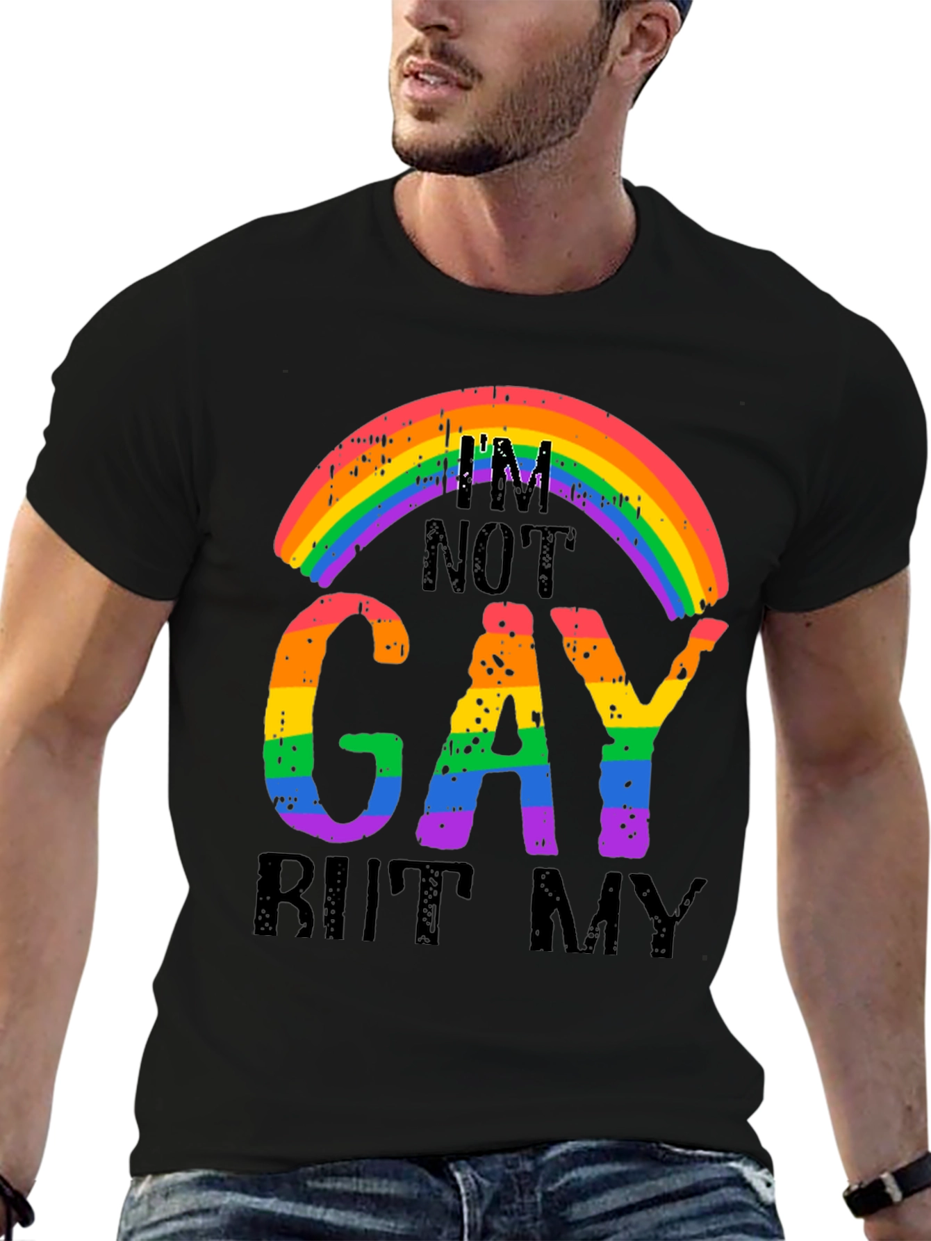 Rainbow Graphic T-Shirt - Im Not Gay But My...