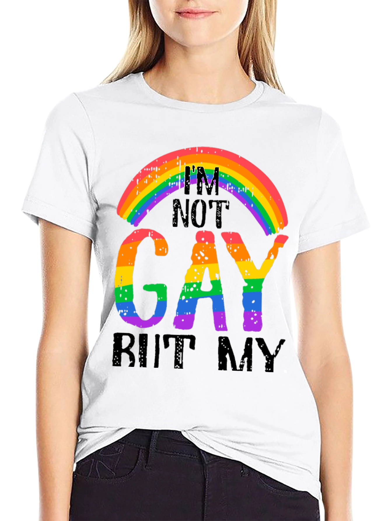 Rainbow Graphic T-Shirt - Im Not Gay But My...