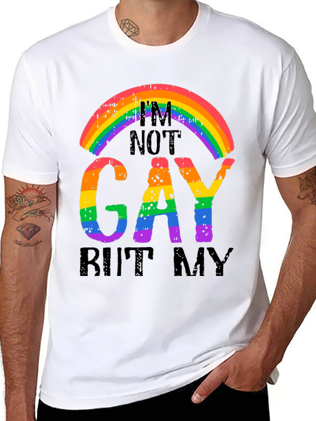 Rainbow Graphic T-Shirt - Im Not Gay But My...