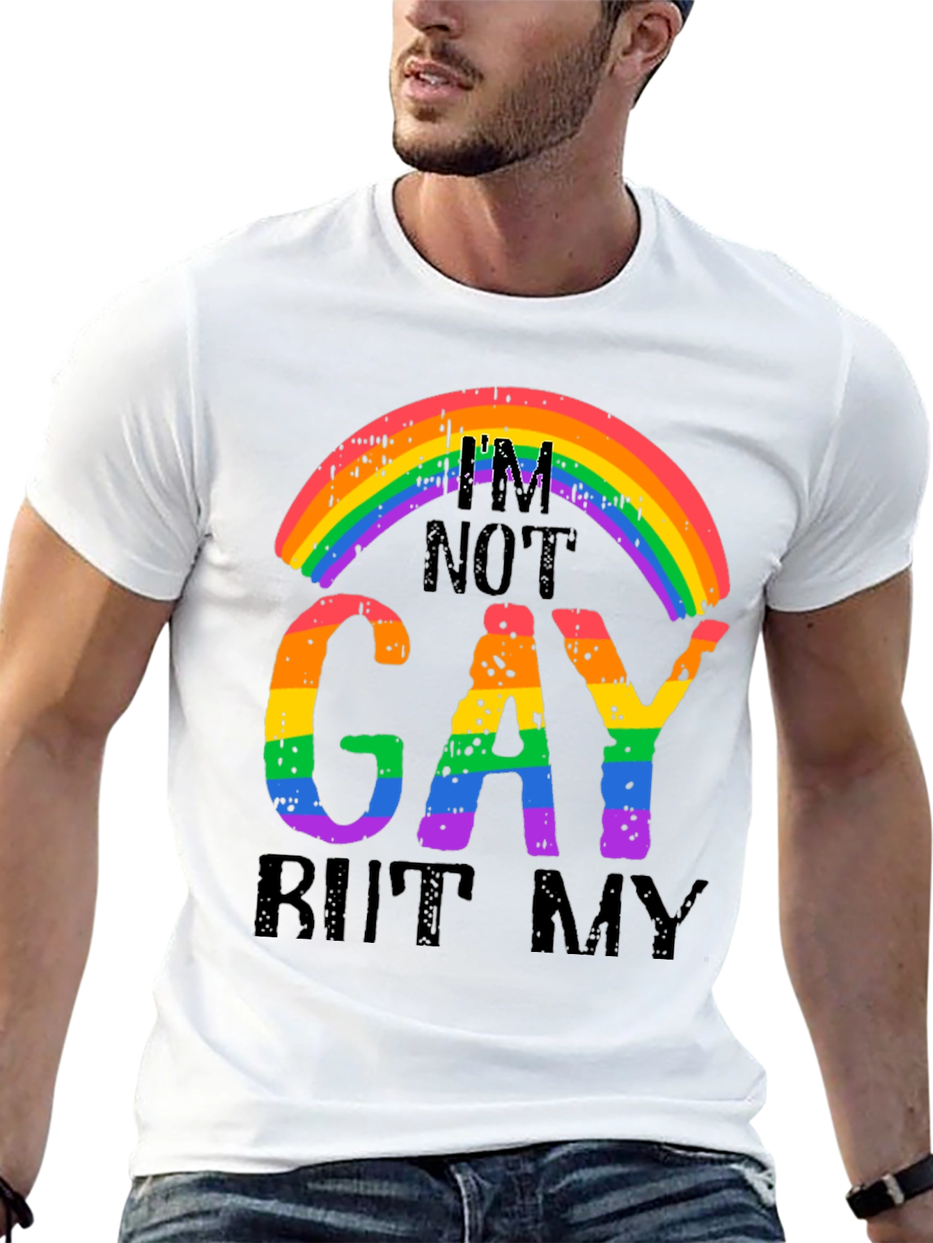 Rainbow Graphic T-Shirt - Im Not Gay But My...