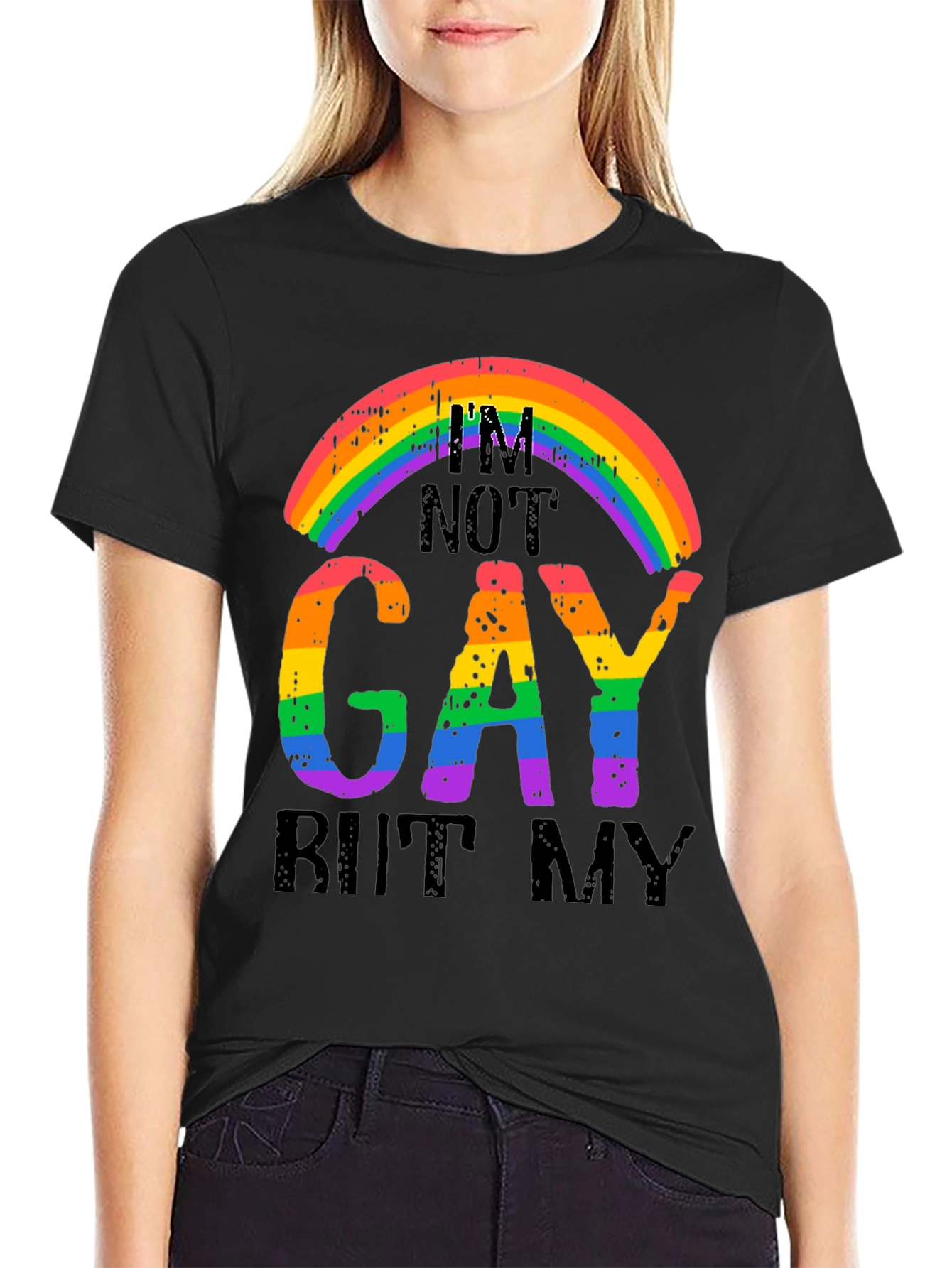 Rainbow Graphic T-Shirt - Im Not Gay But My...