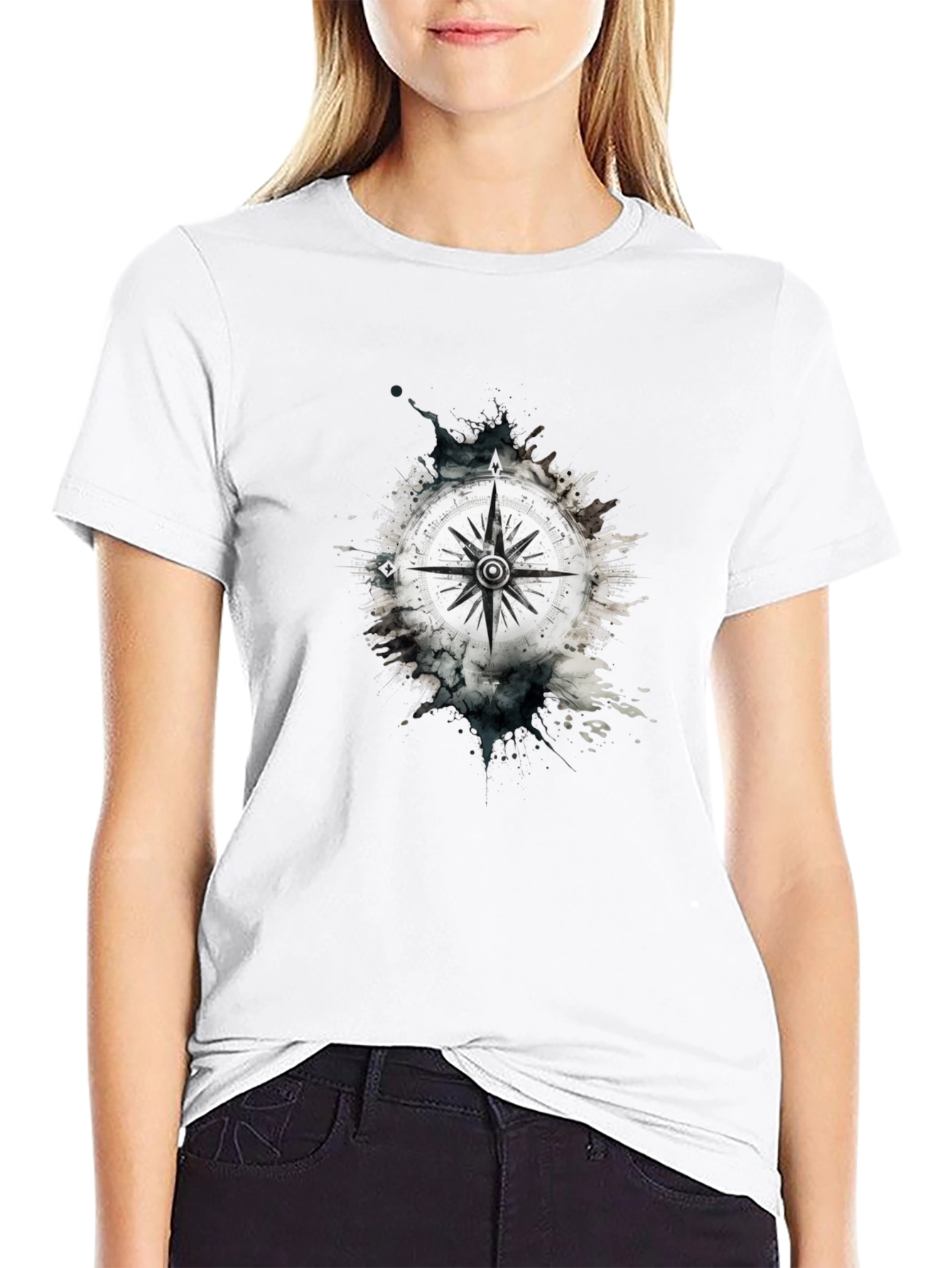 Compass Graphic Tee - Black Cotton Blend