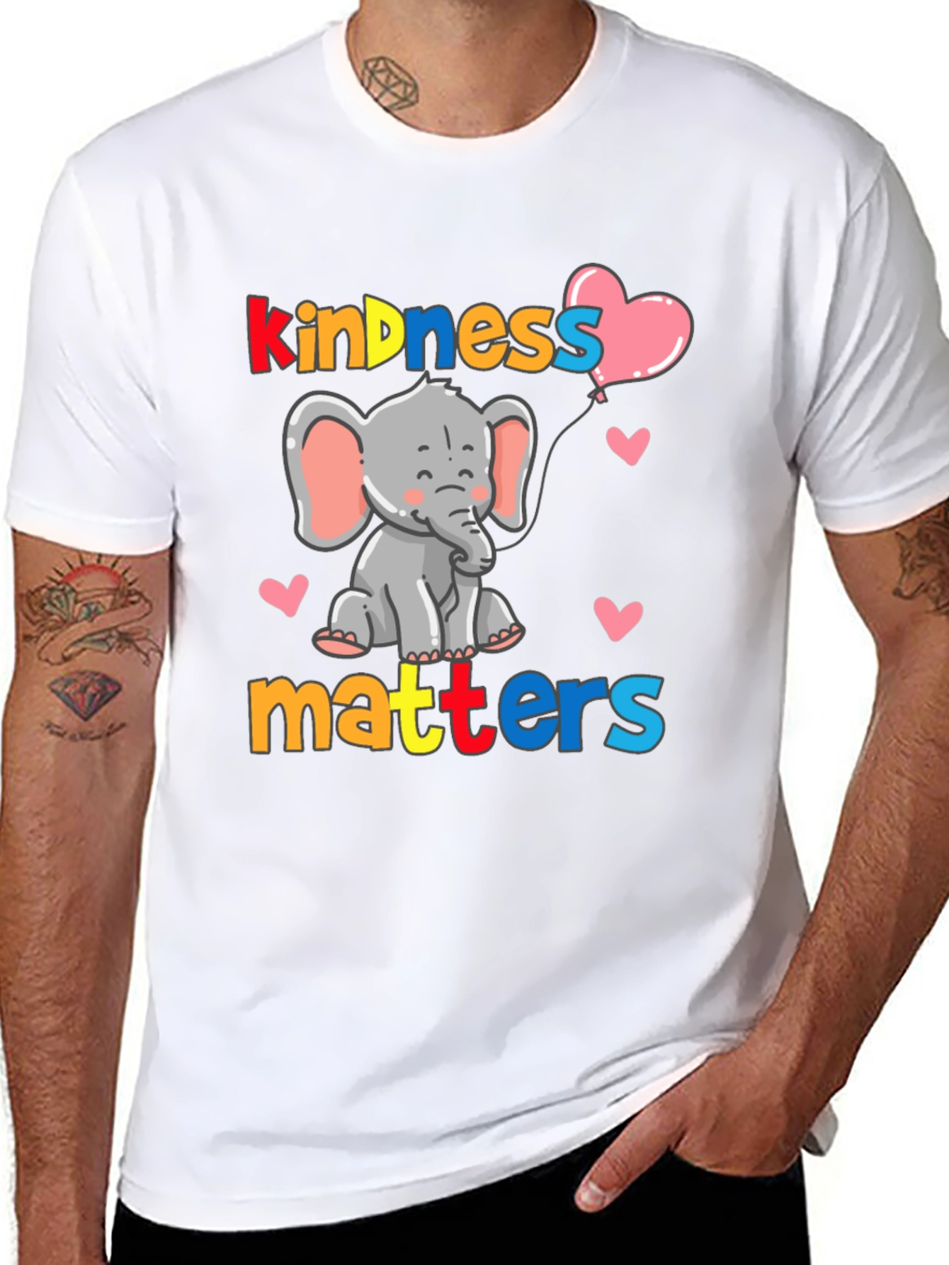 Kindness Matters Elephant Graphic Tee - Soft Cotton Blend