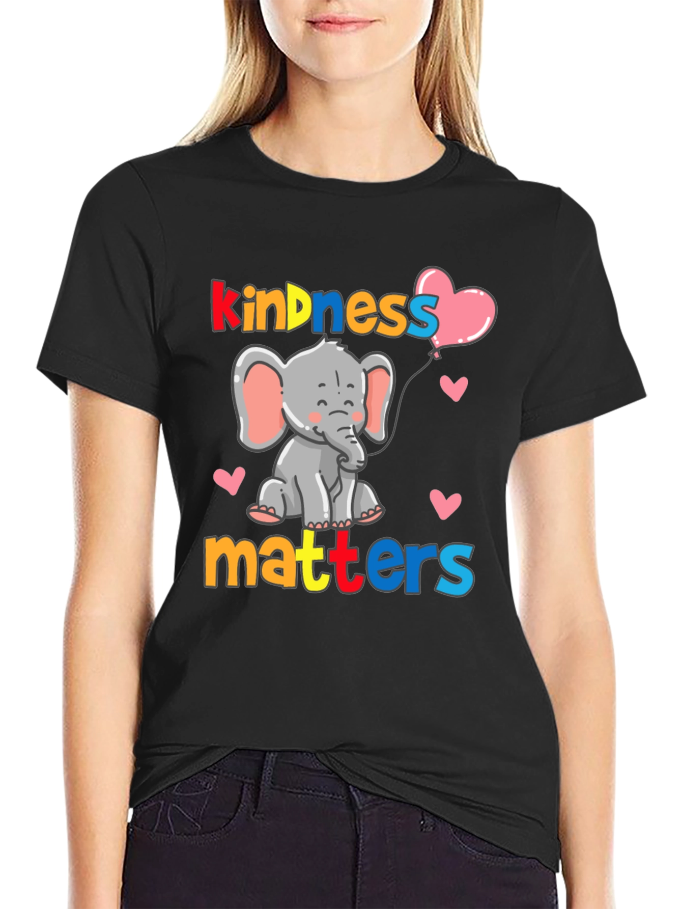 Kindness Matters Elephant Graphic Tee - Soft Cotton Blend