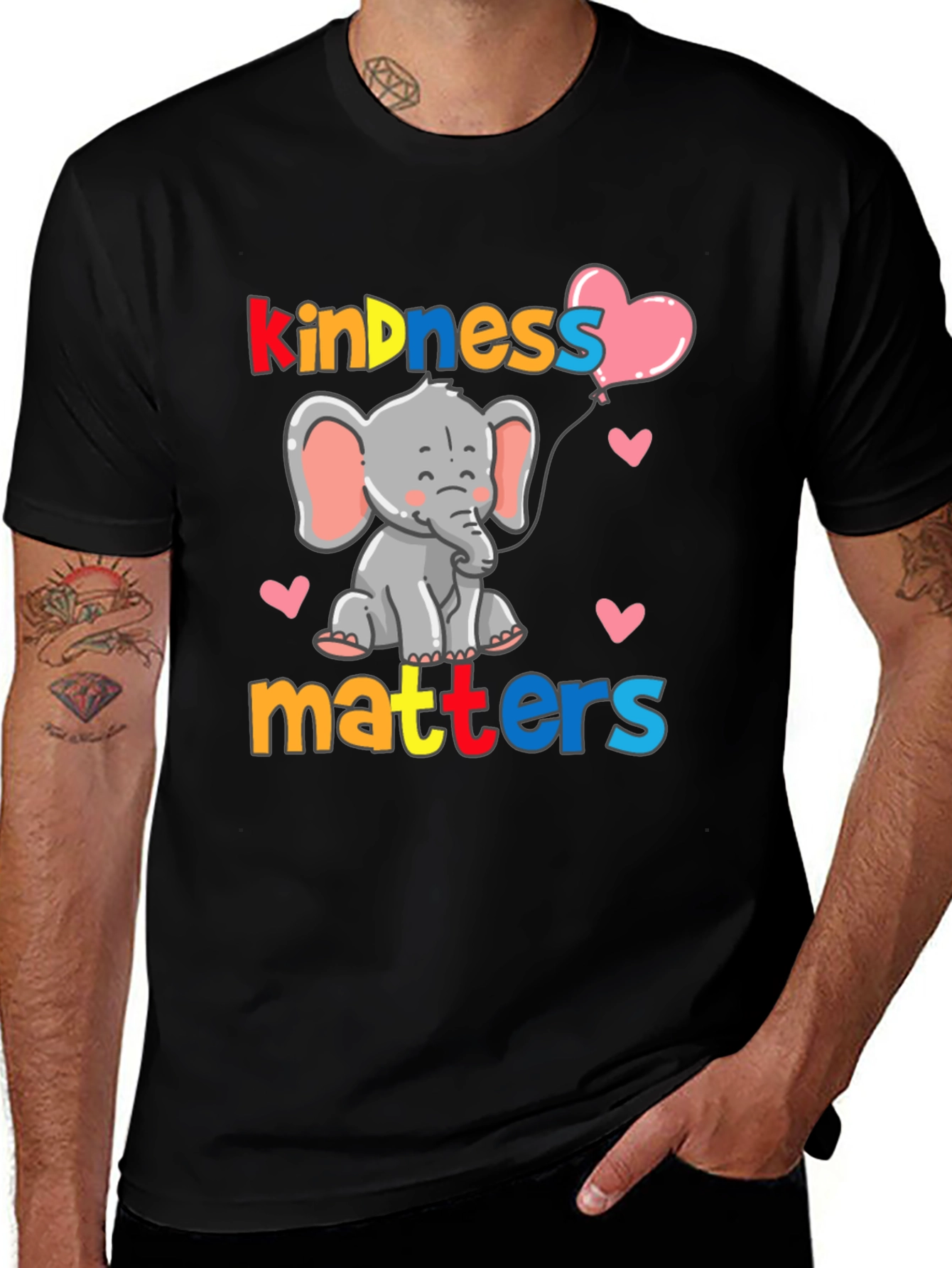 Kindness Matters Elephant Graphic Tee - Soft Cotton Blend