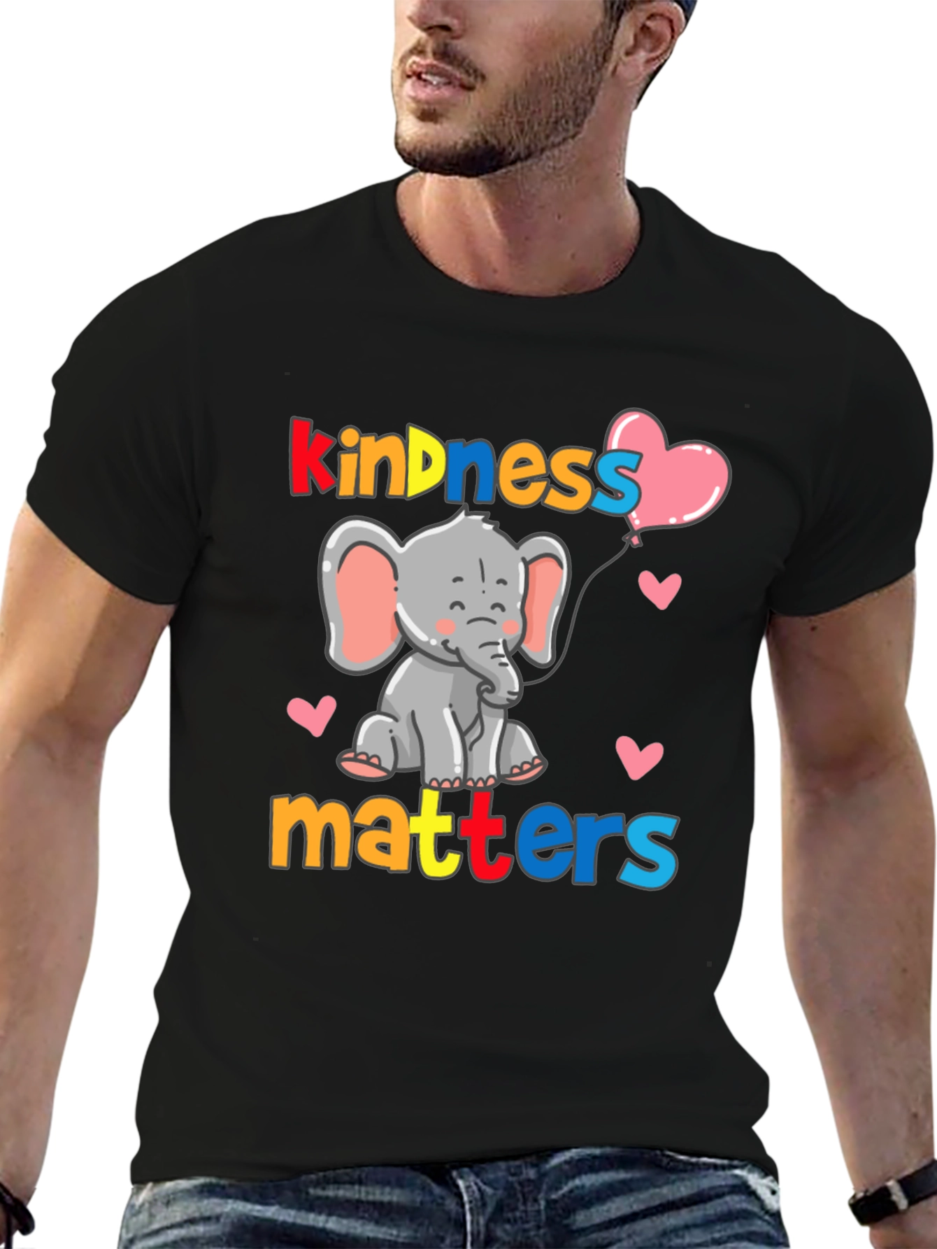 Kindness Matters Elephant Graphic Tee - Soft Cotton Blend