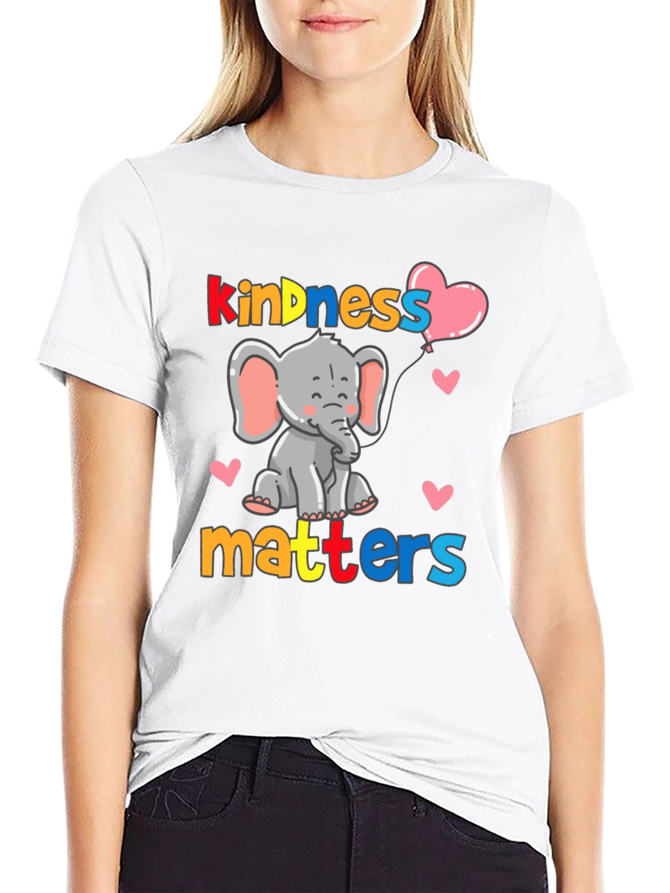 Kindness Matters Elephant Graphic Tee - Soft Cotton Blend