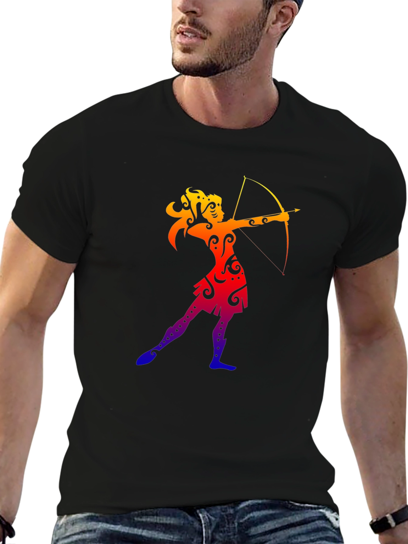 Archer Graphic Tee - Black Casual T-Shirt