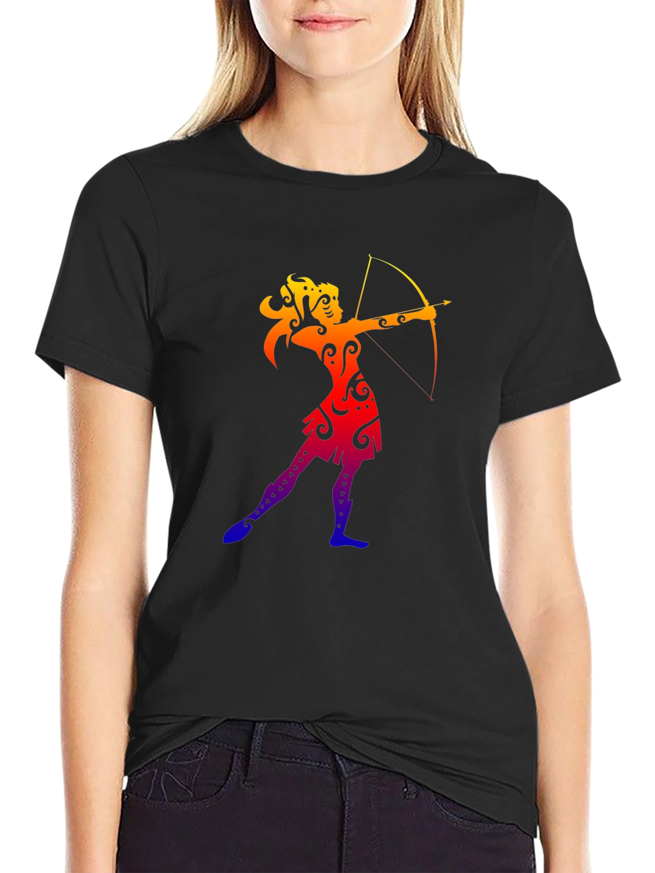 Archer Graphic Tee - Black Casual T-Shirt