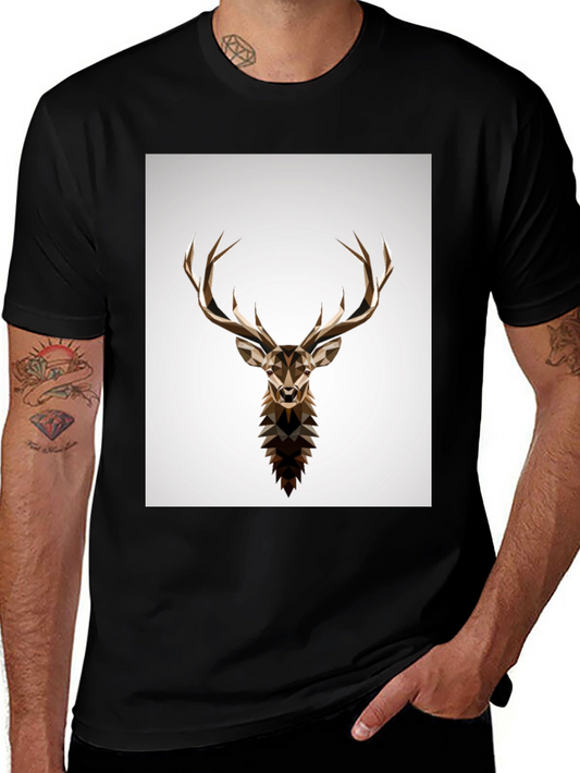 Geometric Deer Head Graphic T-Shirt