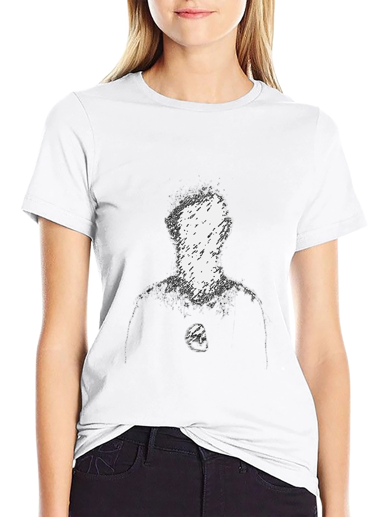 Abstract Figure Graphic Tee - Black