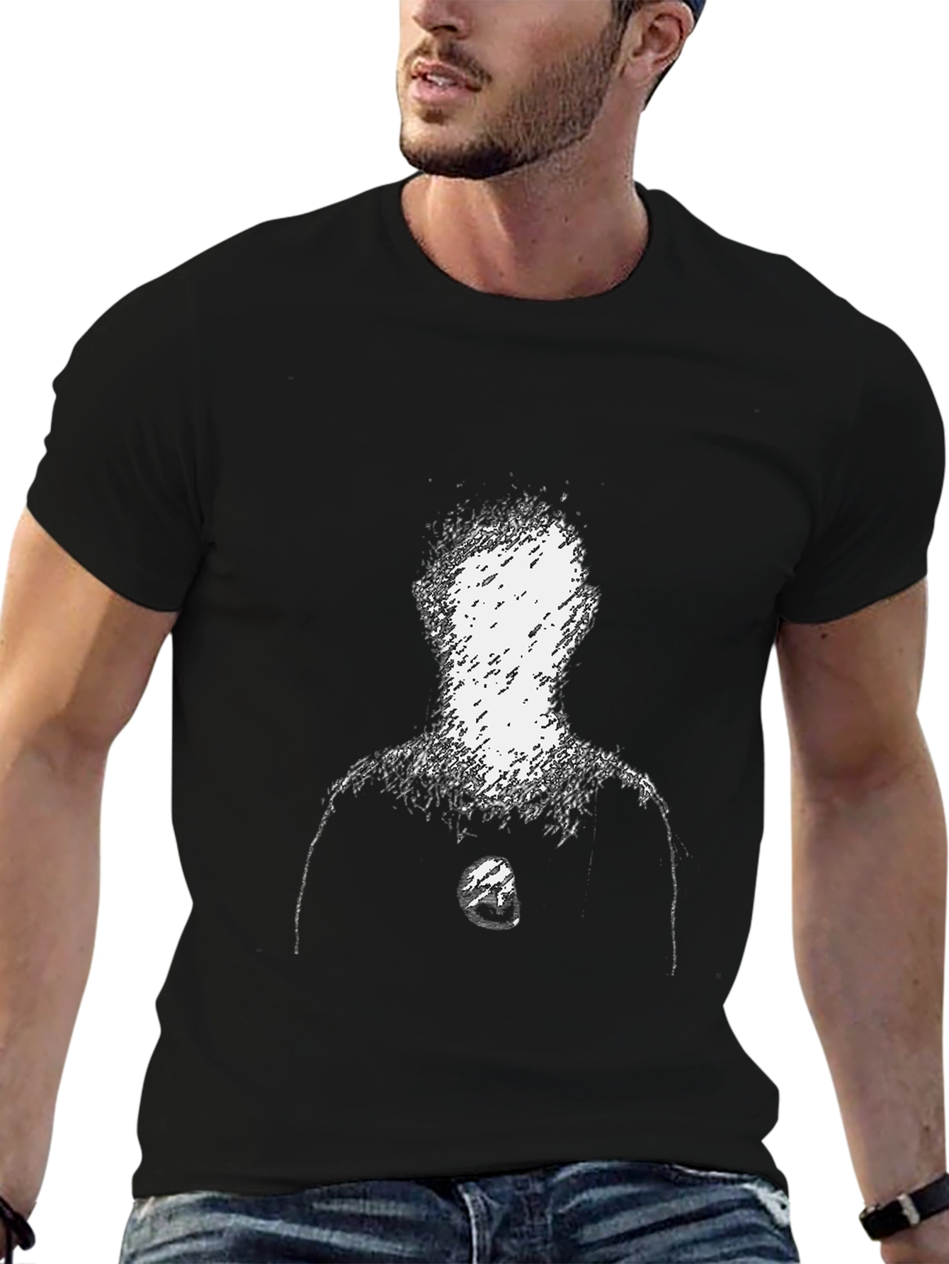 Abstract Figure Graphic Tee - Black