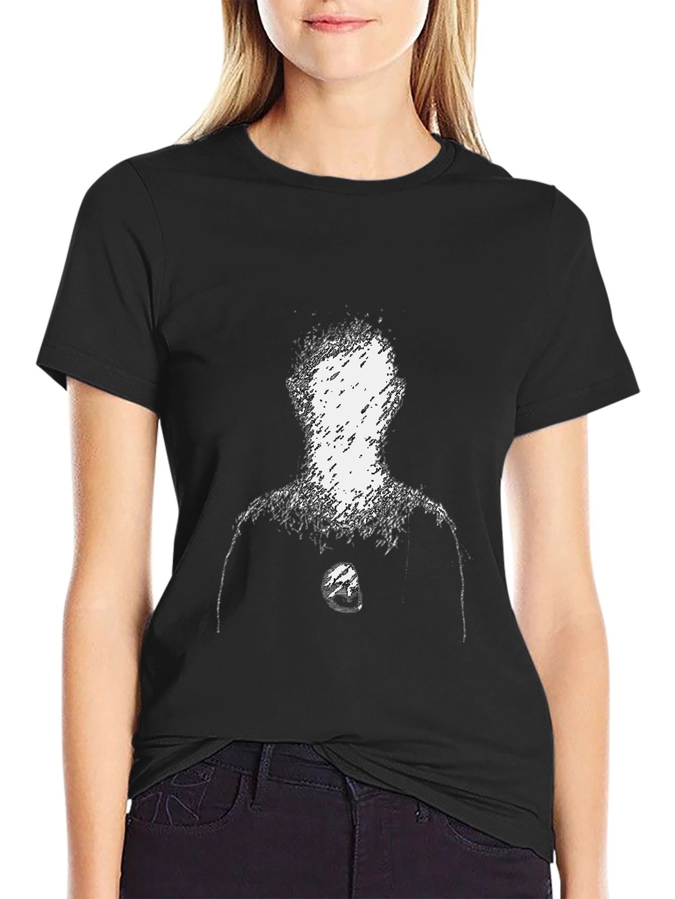 Abstract Figure Graphic Tee - Black