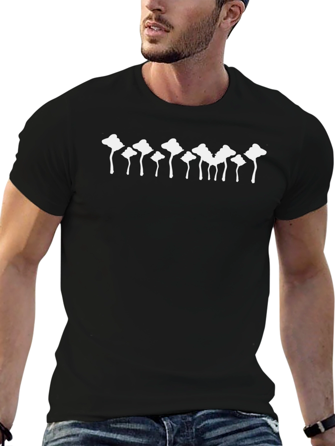 Mushroom Silhouette Black T-Shirt